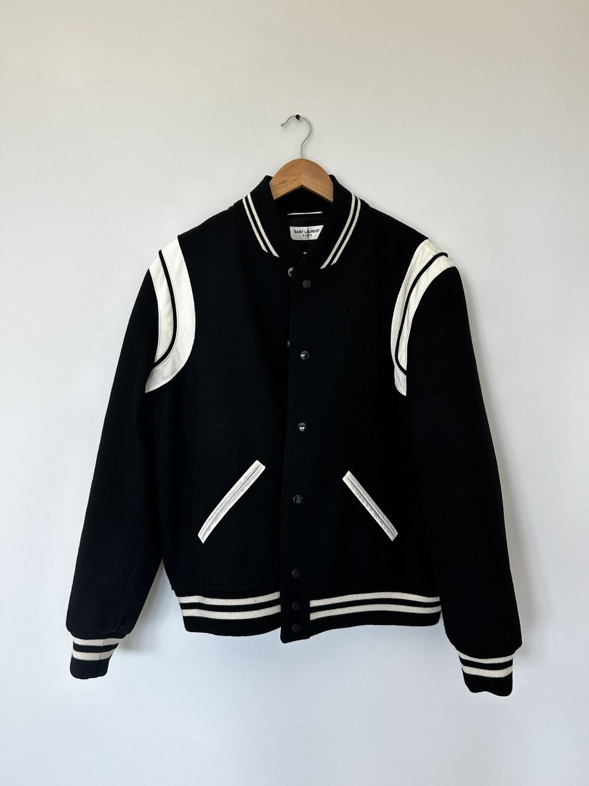 image of YVES Saint Laurent Varsity Jacket in Black, Men's (Size Large)
