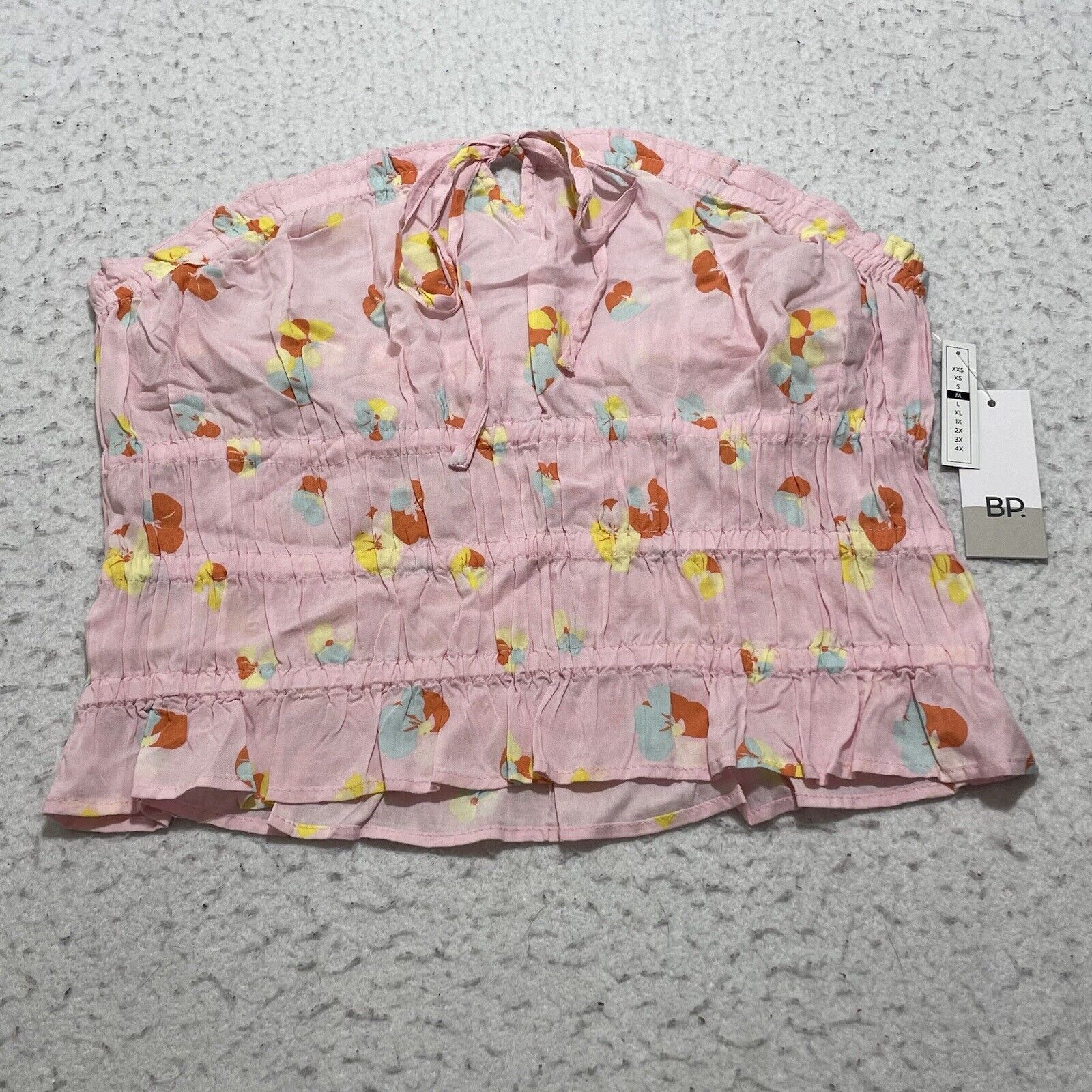 Nordstrom BP Tube Top Pink Multi Textile Floral Smocked Strapless Size M / US 6-8 / IT 42-44 - 1 Thumbnail