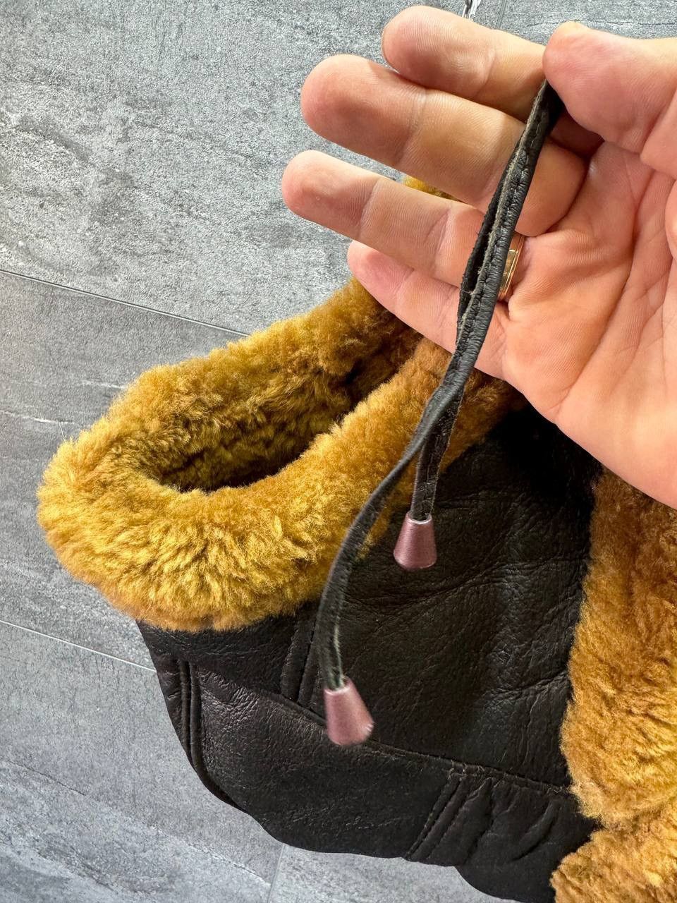 Vintage Men B3 Brown Hat Aviator Sheepskin Flying Trapper Hat Size 32 - 14 Thumbnail