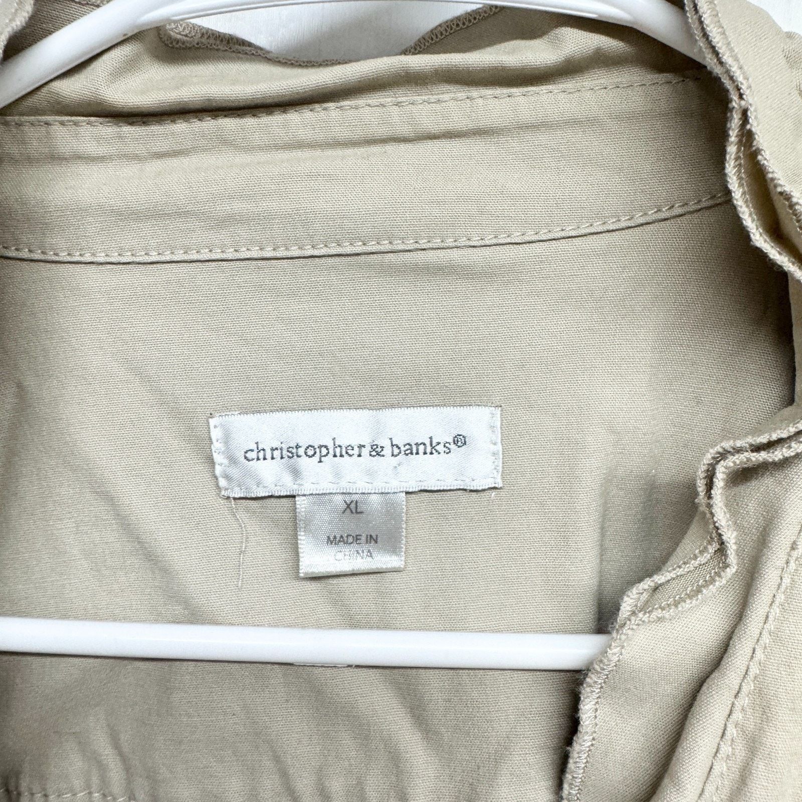 Other Christopher & Banks Jacket XL Tan Collared Utility Pockets Size XL / US 12-14 / IT 48-50 - 2 Thumbnail