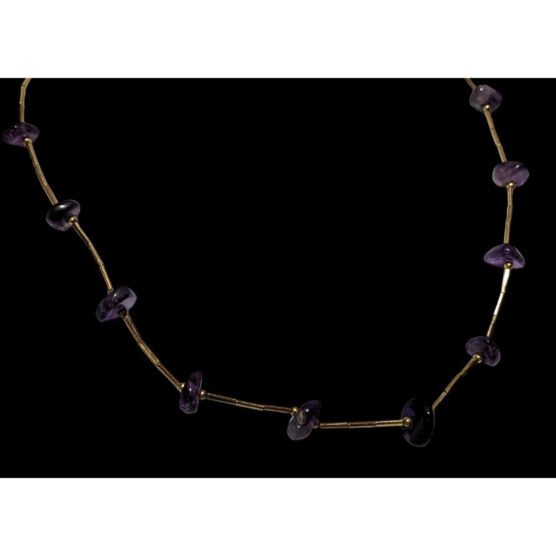 Other Elegant Amethyst Chip Gold Tube Beaded Necklace Size ONE SIZE - 3 Thumbnail