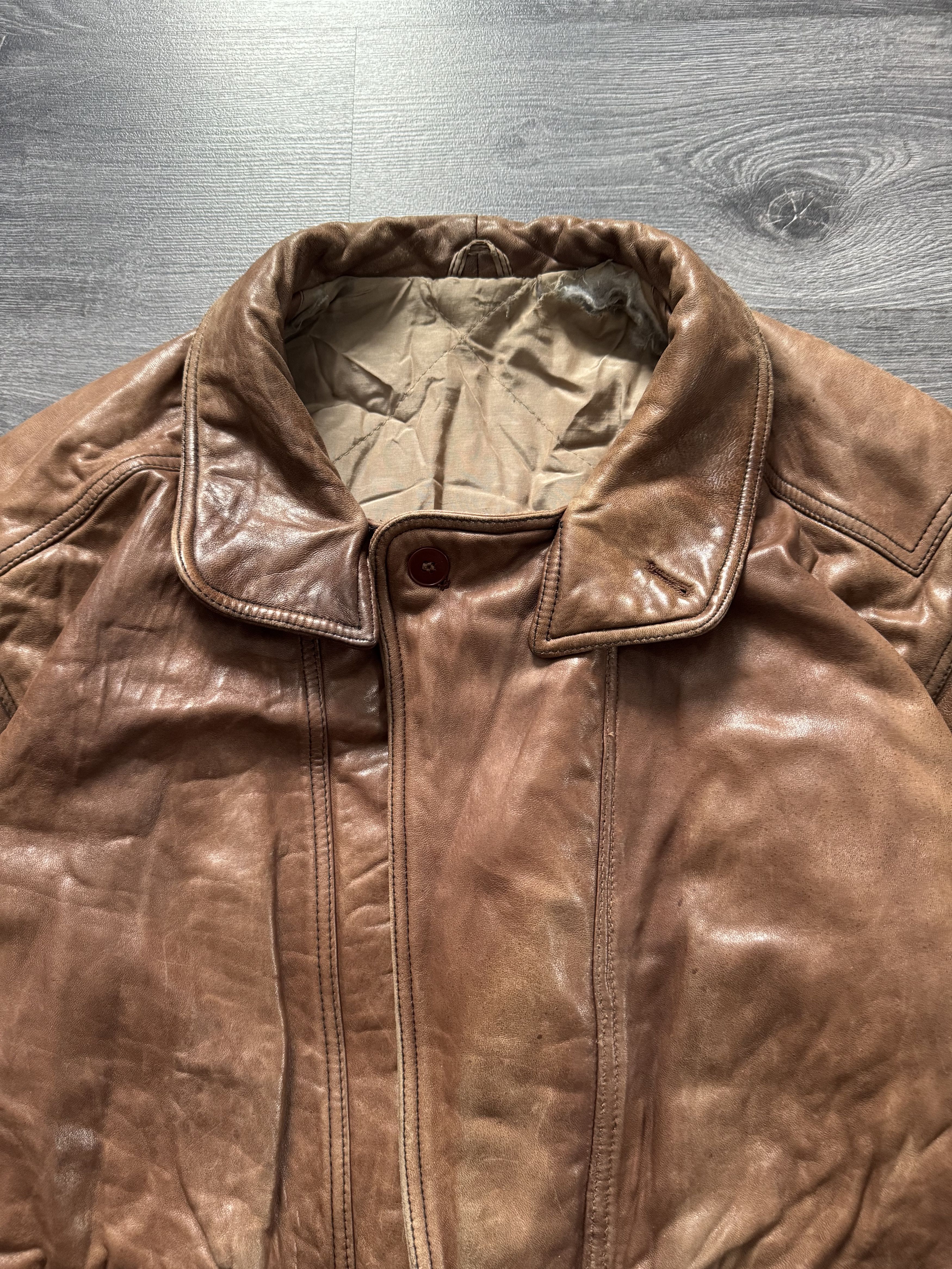Vintage Vintage 80s La Matta Brown Leather Jacket – Italian Retro Size US L / EU 52-54 / 3 - 7 Thumbnail