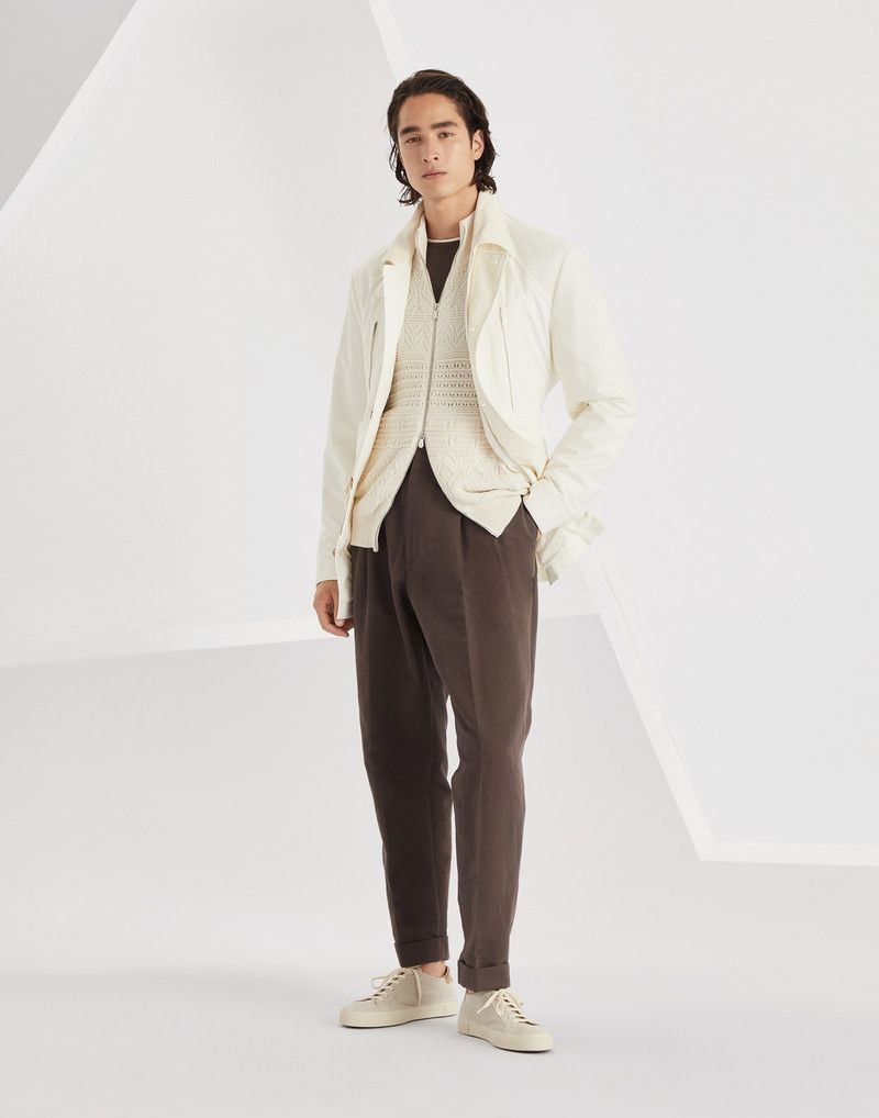 Brunello Cucinelli o1w1db10326 Cardigan in Open White Size US XXL / EU 58 / 5 - 2 Thumbnail
