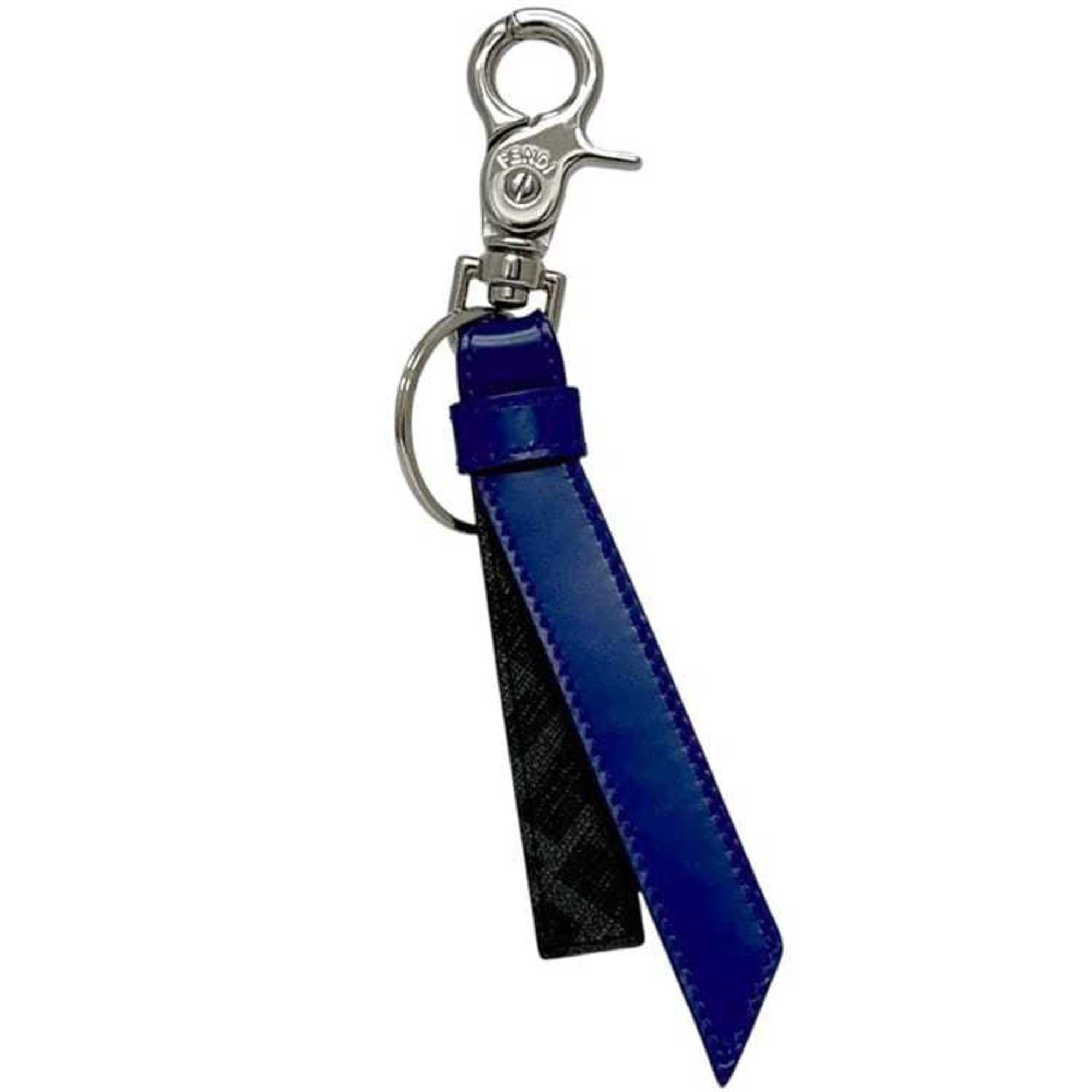 Fendi Fendi Key Ring ec-24671 Blue, Gray, Black, Silver Zucchino Leather Metal FENDI FF Charm Keychain Black Blue Men's Women's Mark Size ONE SIZE - 1 Thumbnail