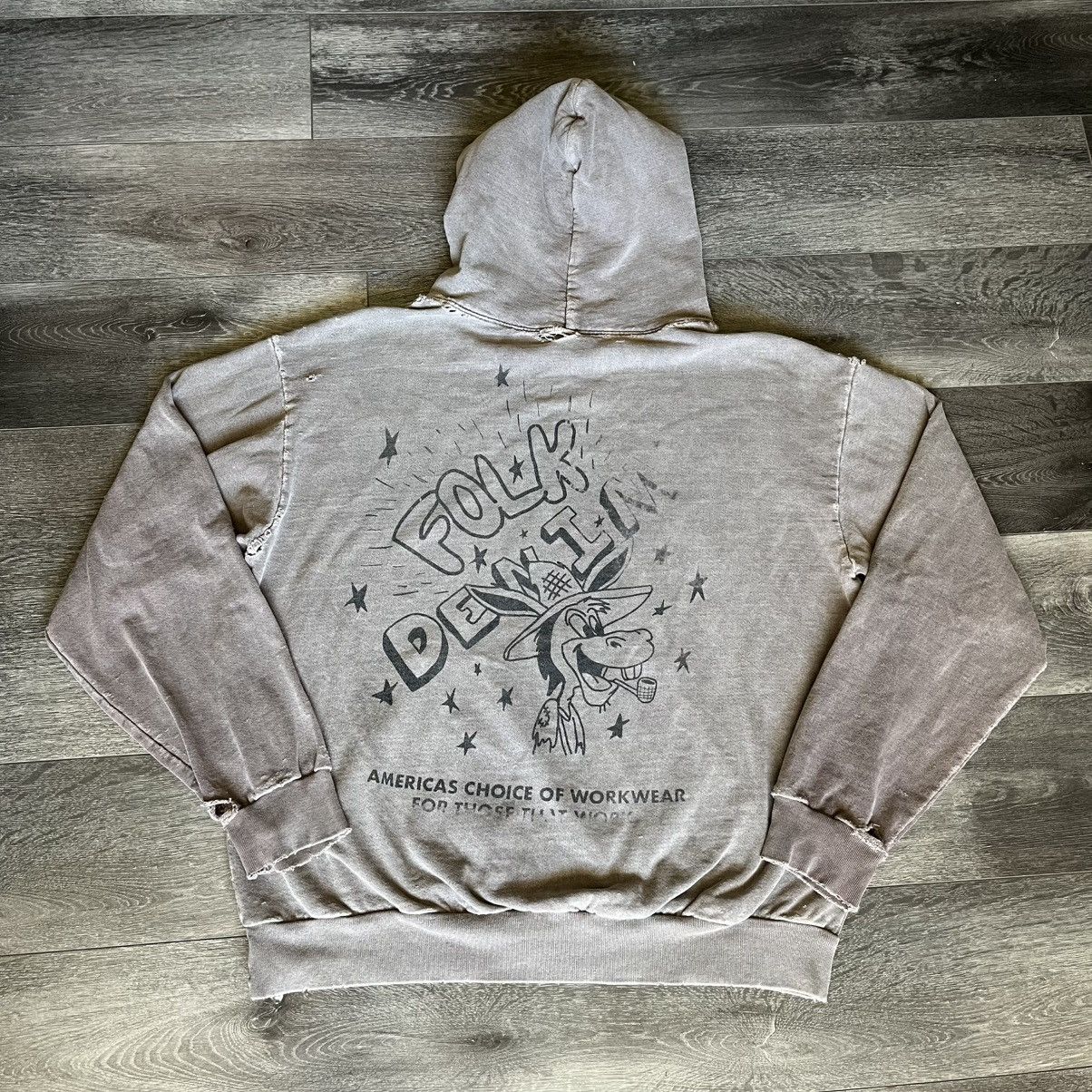 Kentucky Boy Tyler Kentucky Boy Tyler KBT Folk Denim Distressed Washed Hoodie Size US XL / EU 56 / 4 - 1 Thumbnail