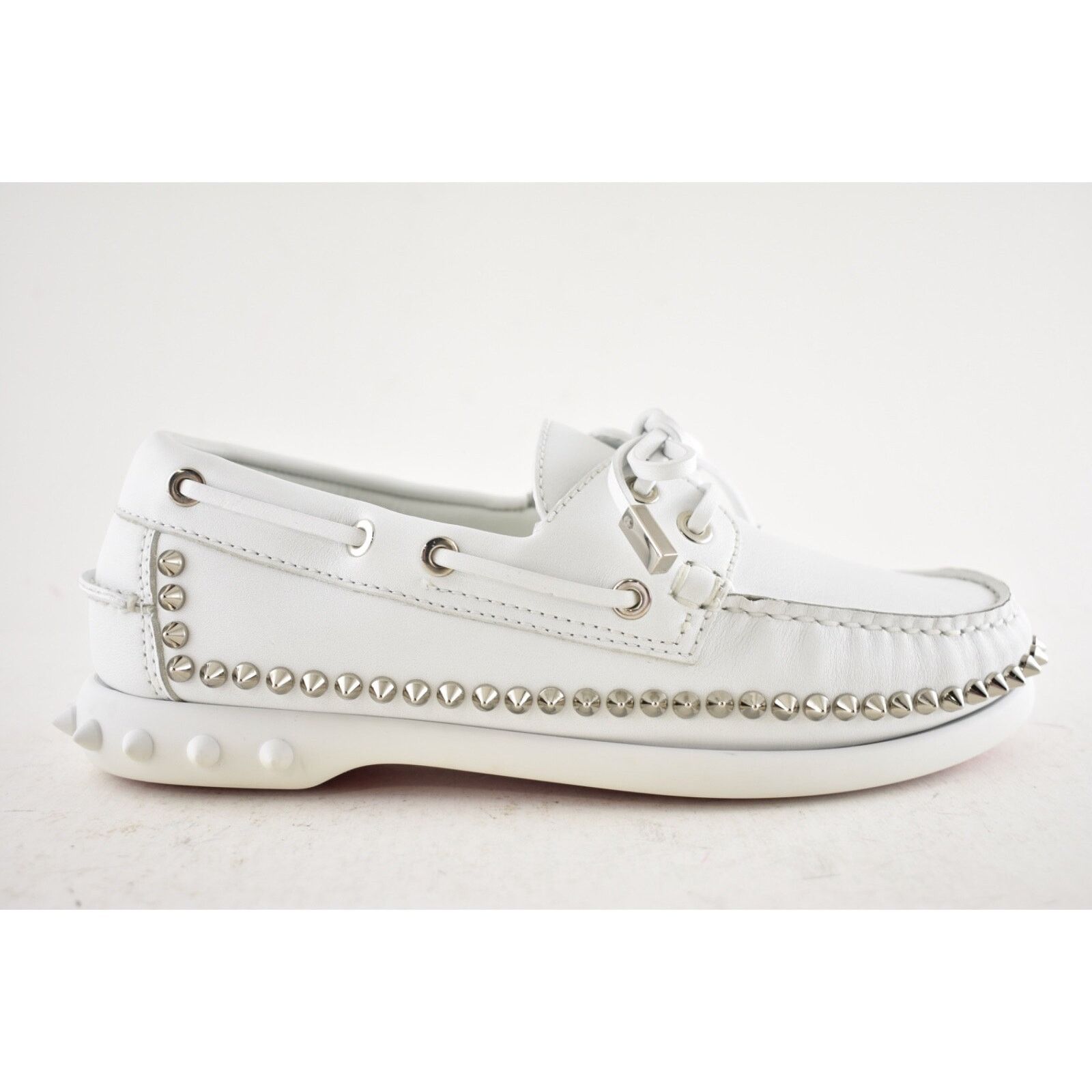 Christian Louboutin Christian Louboutin Gerockel Donna Flat White Leather Boat Size US 7.5 / IT 37.5 - 2 Thumbnail