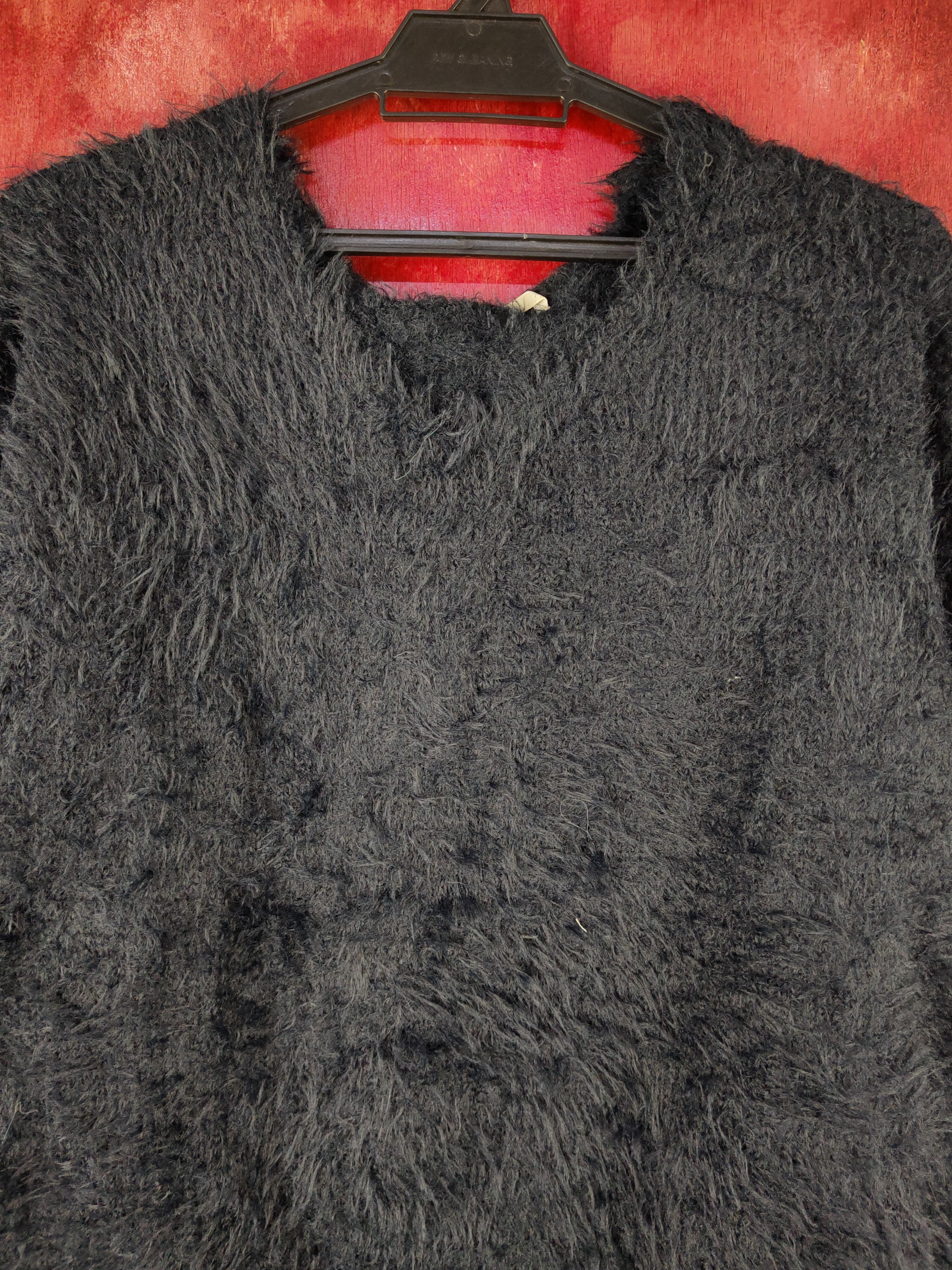 GU GU Navy Shag Shaggy Fur Mohair Knitwear #S1999 Size L / US 10 / IT 46 - 2 Thumbnail