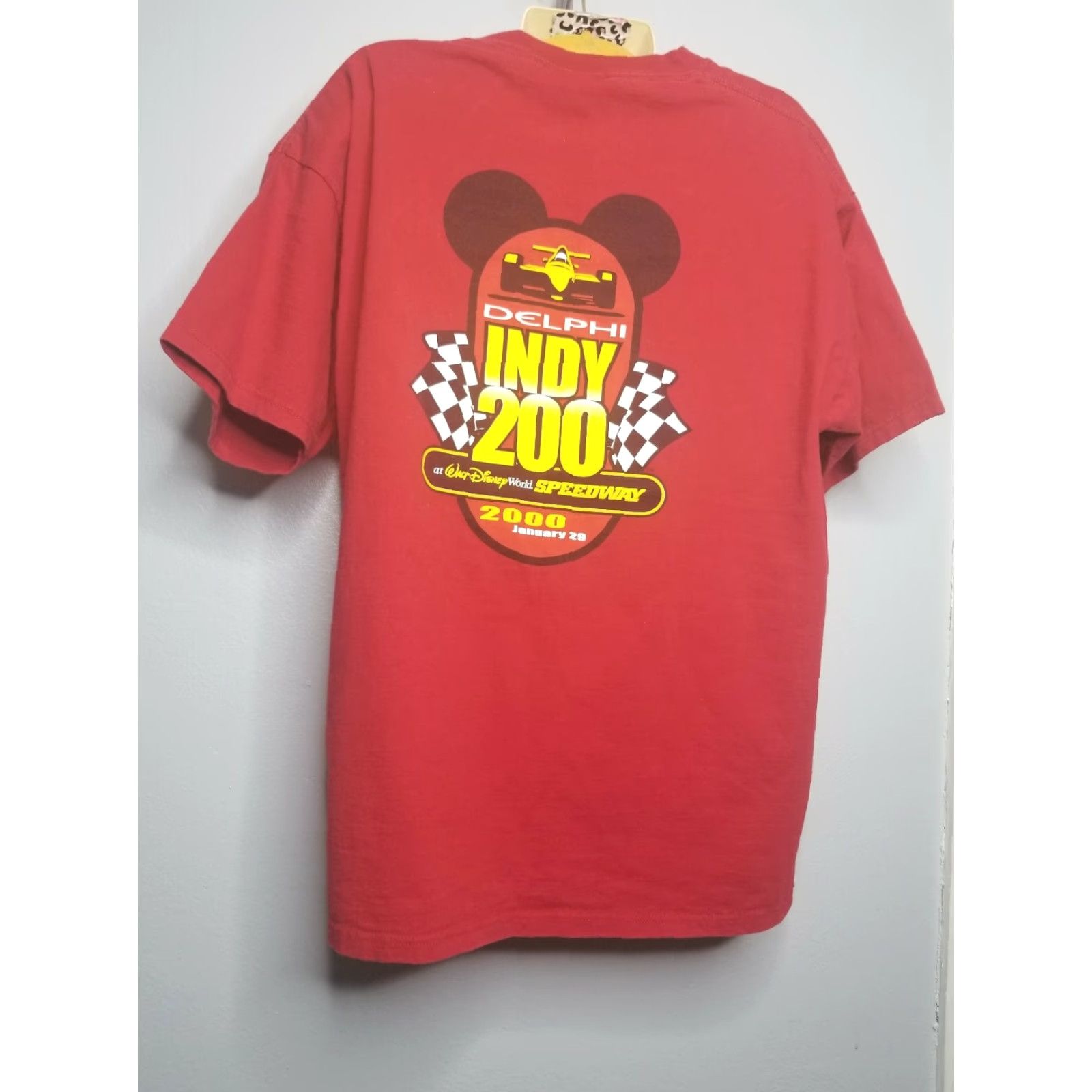 VINTAGE Walt Disney NASCAR USA T-Shirt Mens L Red 2000 Indy Delphi Walt Disney World Racing Crew Neck Short Sleeve Graphic Tee