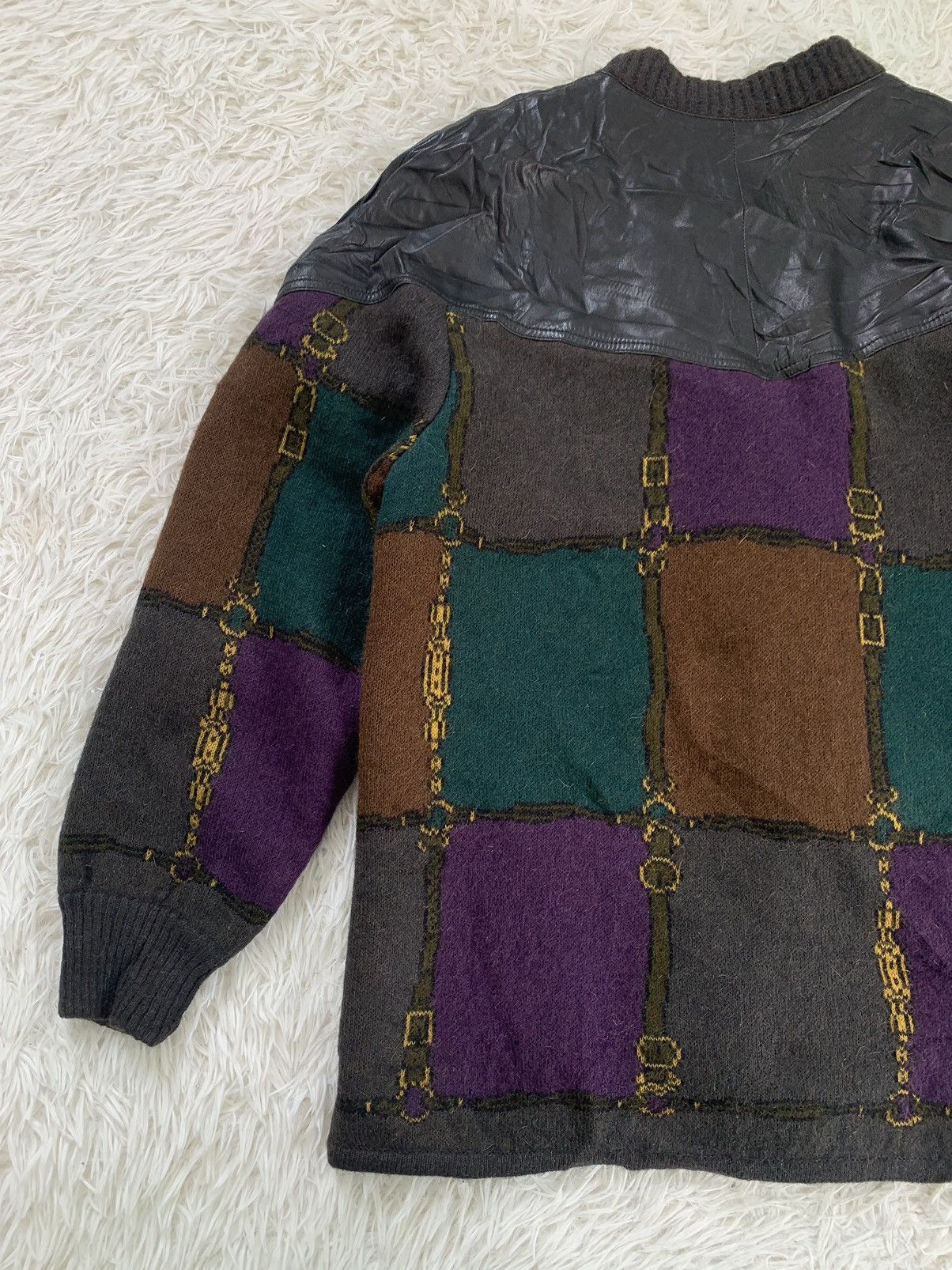 Torras Torras Colour Block Blend Wool & Leather Jacket Size M / US 6-8 / IT 42-44 - 6 Thumbnail