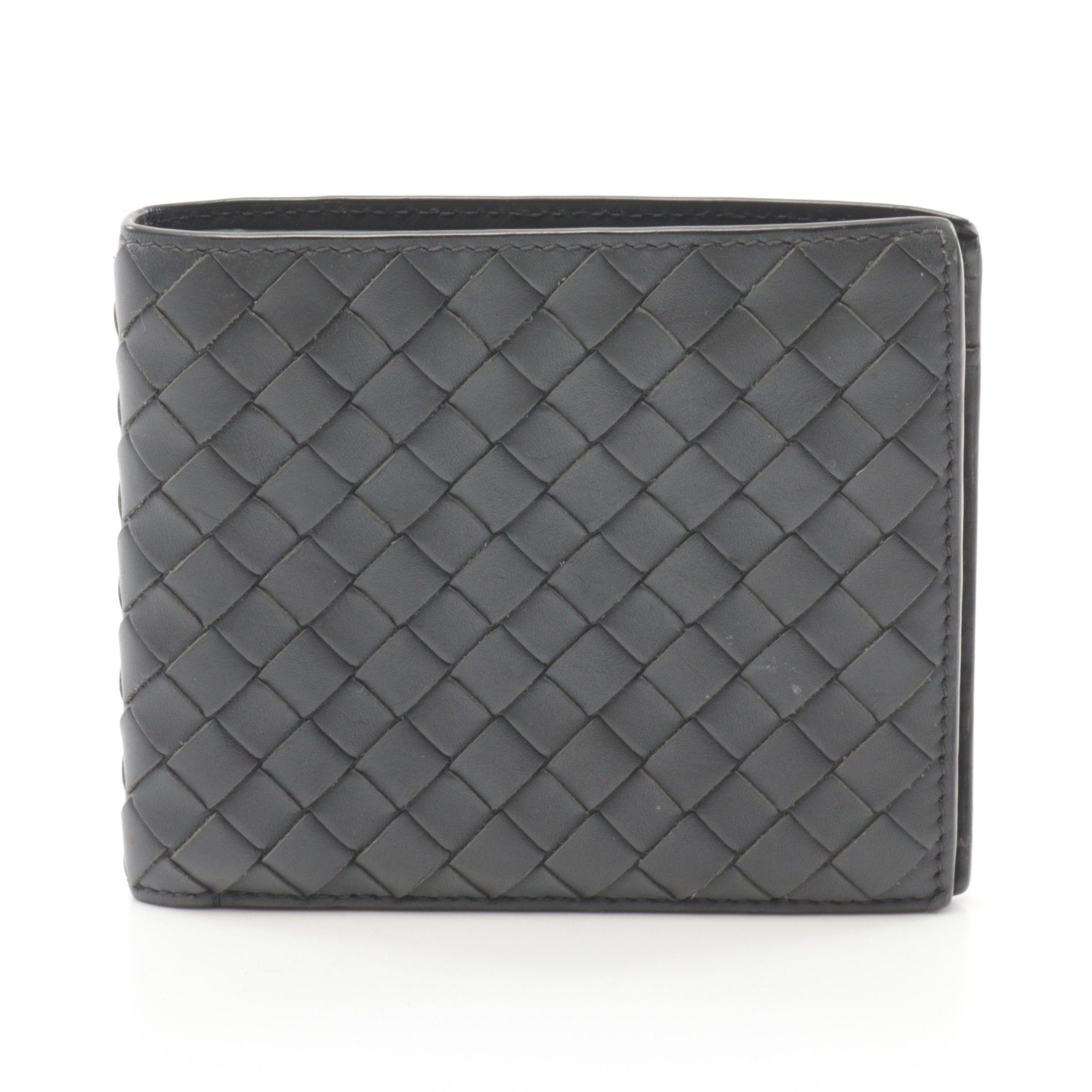Bottega Veneta Bottega Veneta Intrecciato Bi-Fold Wallet Leather Dark Gray Size ONE SIZE - 1 Thumbnail