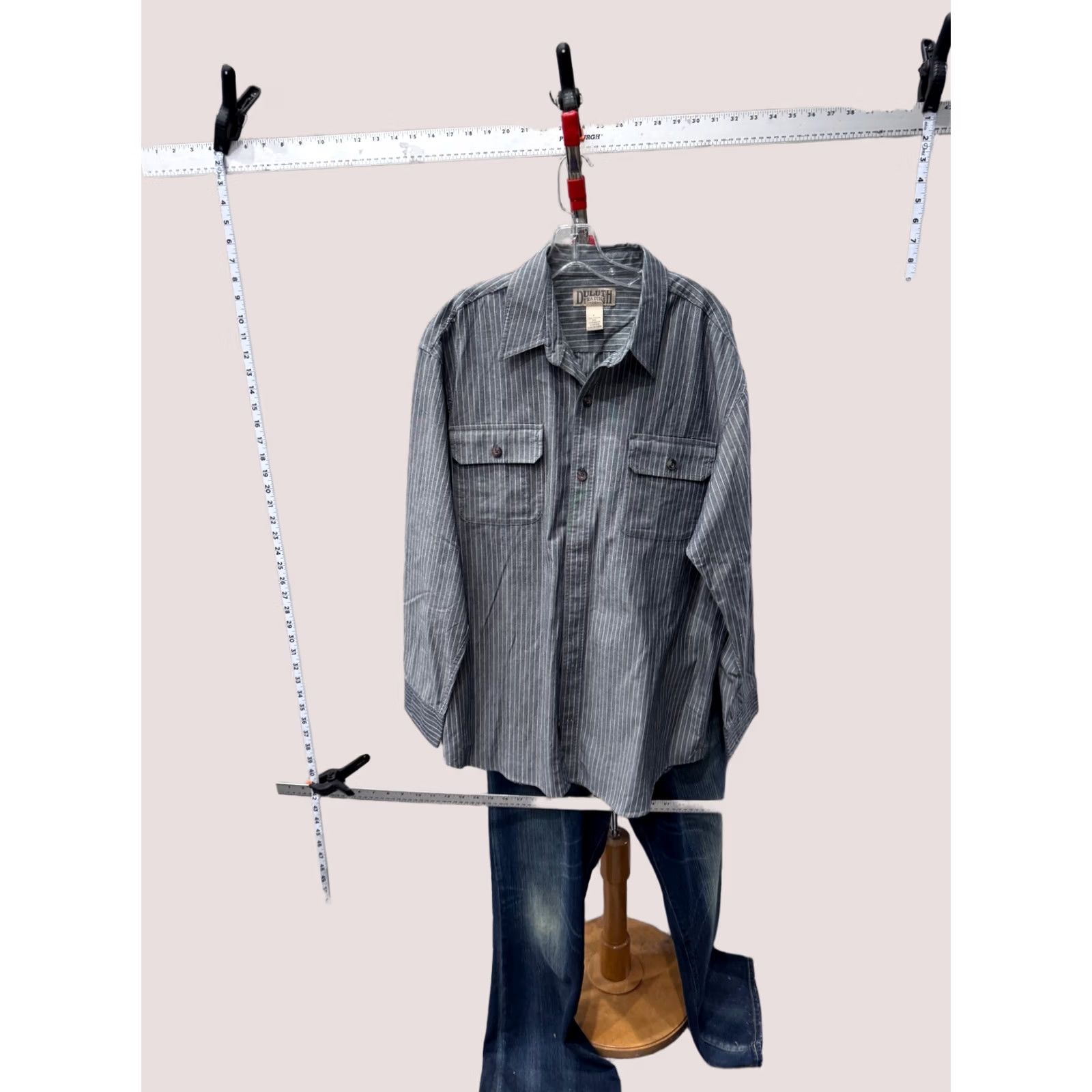 CO Duluth Trading Co Shirt LONG SLEEVE Stripe Denim Large L Mens Size US L / EU 52-54 / 3 - 1 Thumbnail