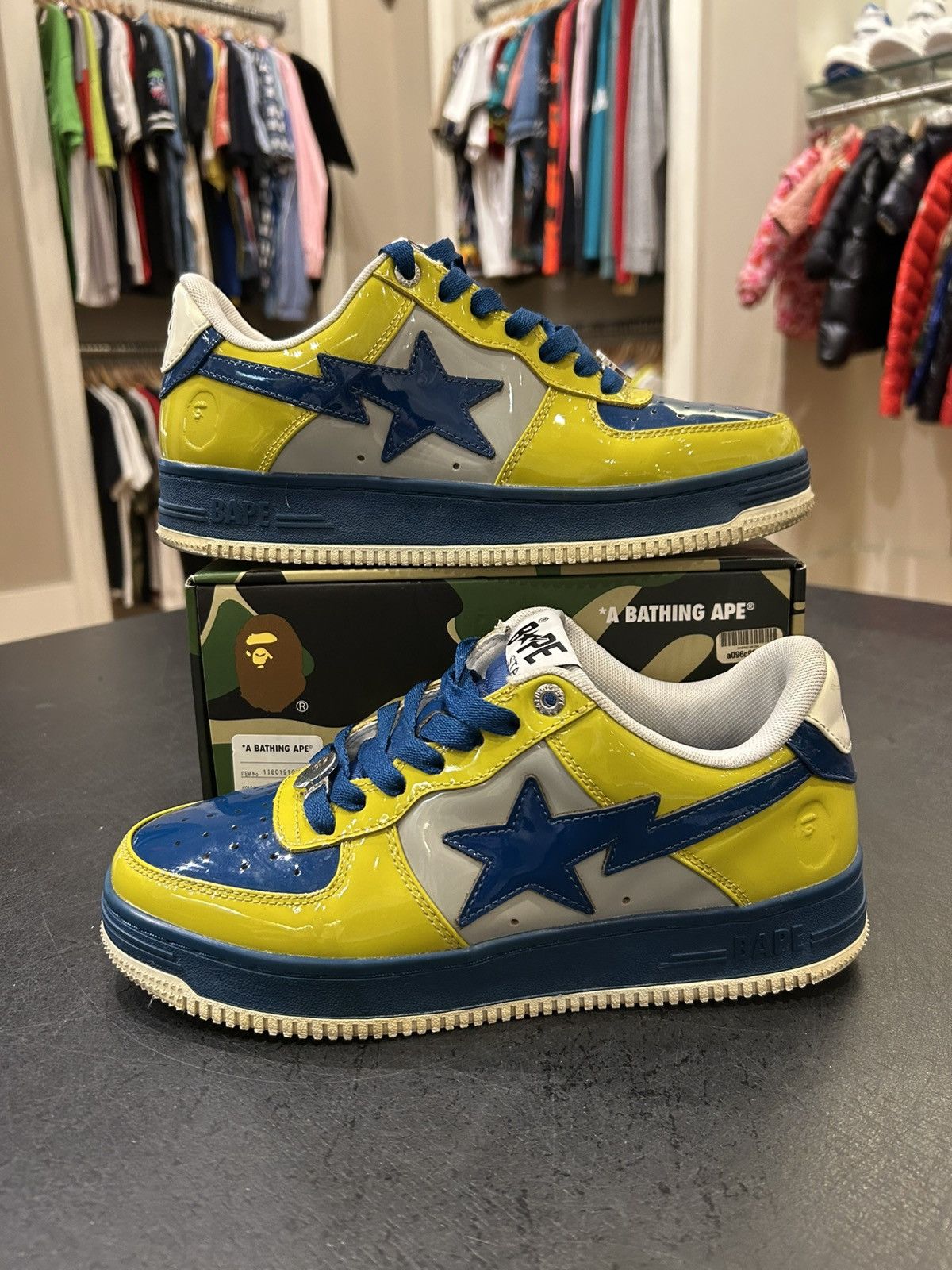 Bape Bapesta Low Patent Yellow Size US 7 / EU 40 - 1 Thumbnail