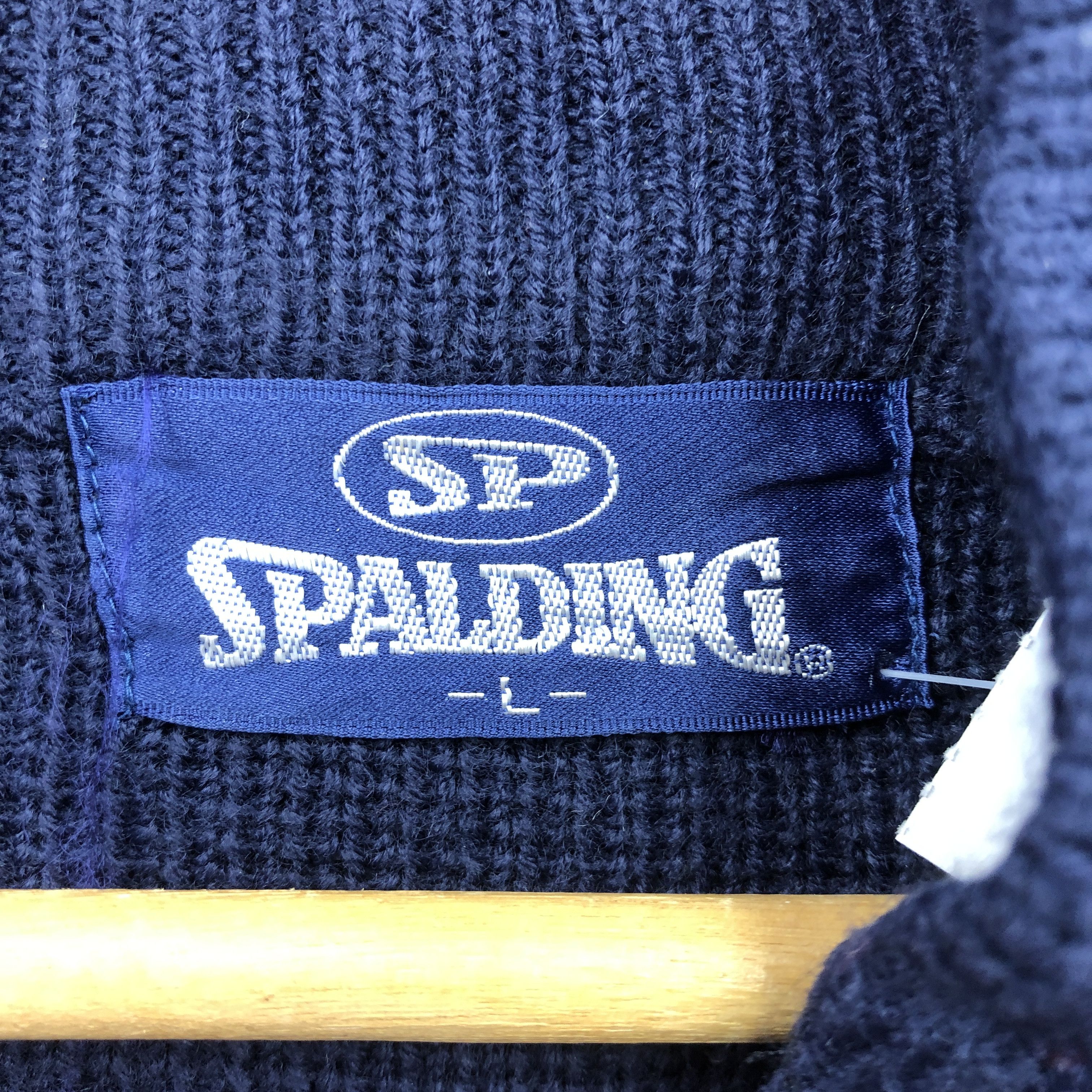 Spalding × Vintage Vintage 90s Spalding Zipper Knit Sweater Sweatshirt Size US L / EU 52-54 / 3 - 4 Thumbnail