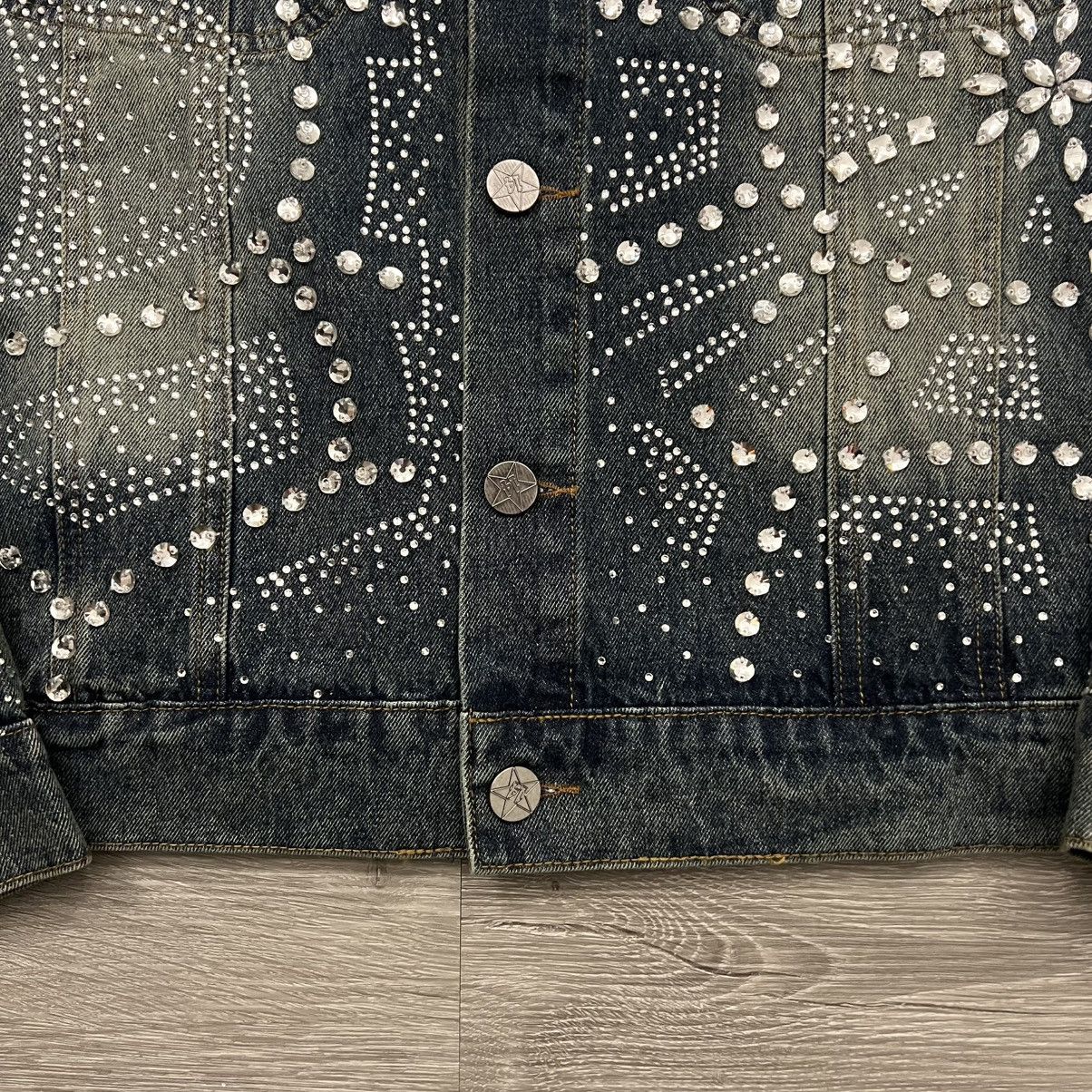 Vale Vale Forever All Over Rhinestone Denim Trucker Jacket Size US L / EU 52-54 / 3 - 6 Thumbnail