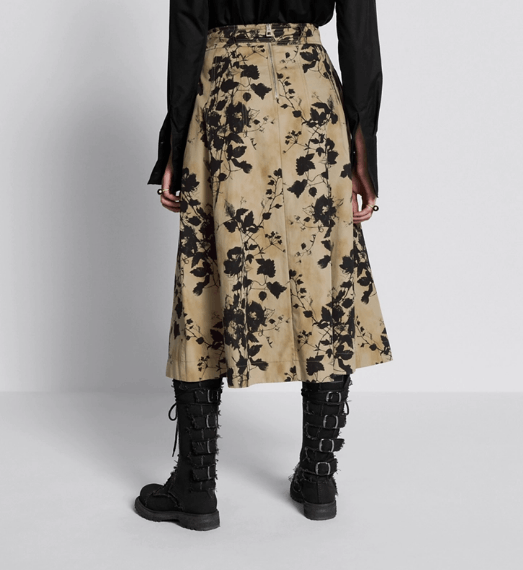 Dior o1w1db11225 427J68 Flared Mid-Length Skirt in Beige/Black Size 26" / US 2 / IT 38 - 7 Thumbnail
