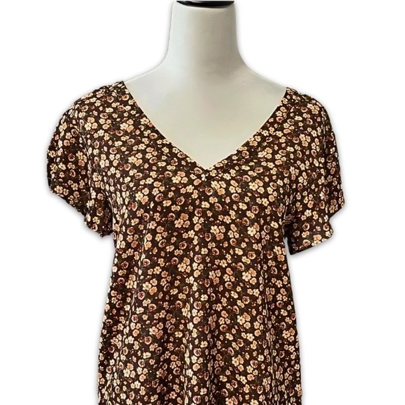 Other Everleigh Tunic Top Back Tie Open Floral Brown W XS NWT Size XS / US 0-2 / IT 36-38 - 2 Thumbnail