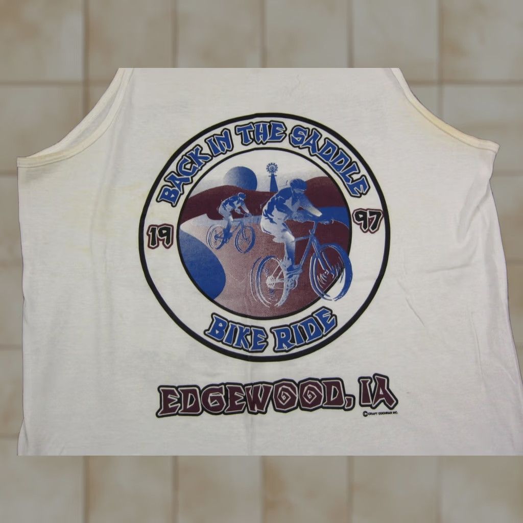 Fruit Of The Loom VINTAGE Fruit of the Loom Cycling Shirt Adult L White Tank Bike Ride 90s Logo Mens Size US L / EU 52-54 / 3 - 1 Thumbnail