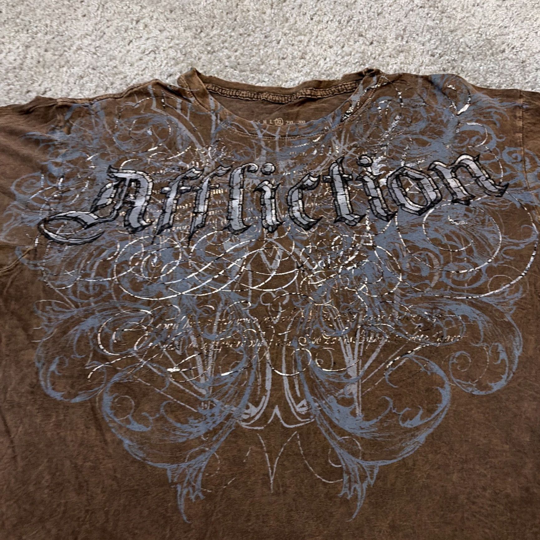 Affliction VINTAGE Affliction T-Shirt Mens M Brown Cyber Grunge Goth Skater Punk Angel Wings 90s Size US M / EU 48-50 / 2 - 3 Thumbnail