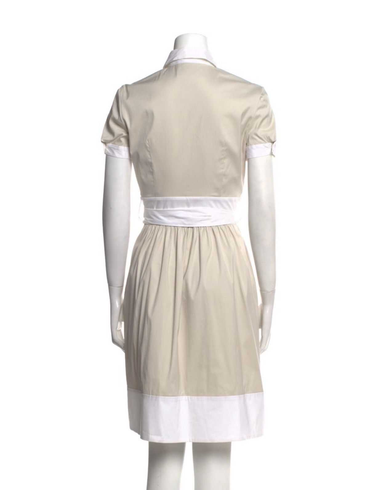 Prada beige white shirt buttons collared dress
