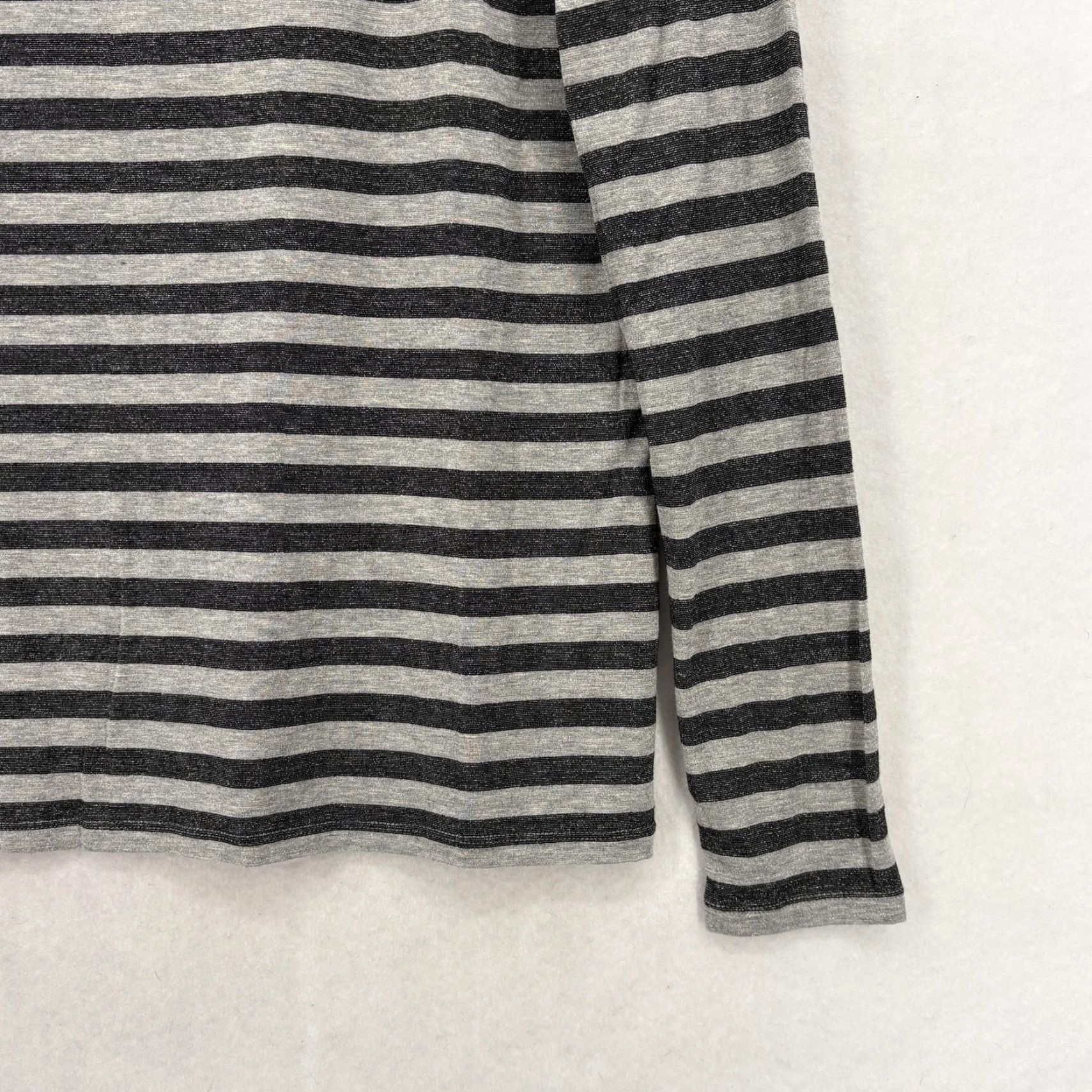 Loft LOFT Shirt Womens Large Gray Metallic Stripe Cowl Neck Long Sleeve Top NWT Size L / US 10 / IT 46 - 3 Thumbnail