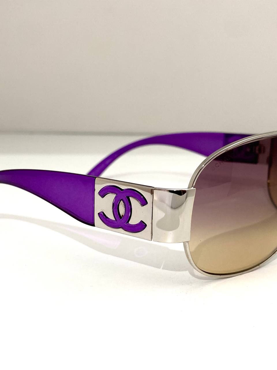 Chanel Chanel CC Logo Oversized Wrap Aviator 4128 Sunglasses Y2K Size ONE SIZE - 8 Thumbnail