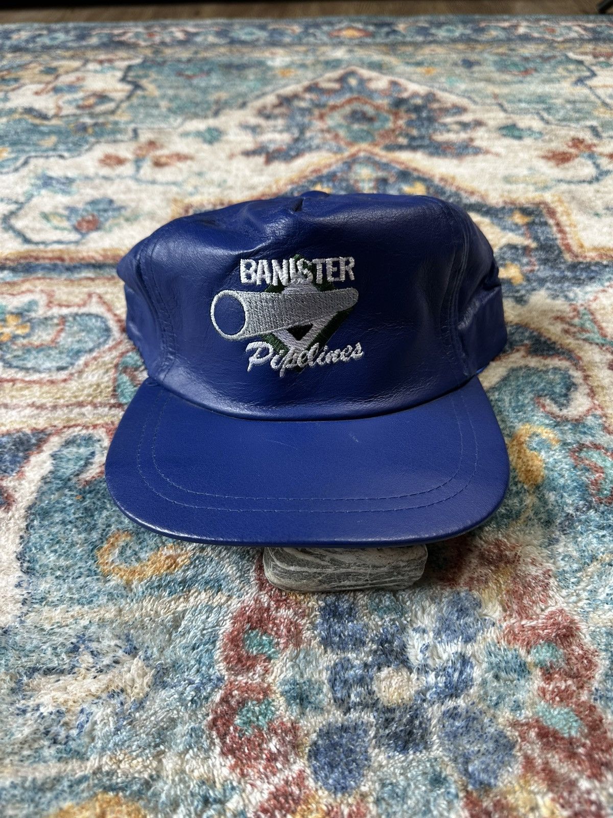 Vintage 80s Banister Pipelines Leather Trucker Hat