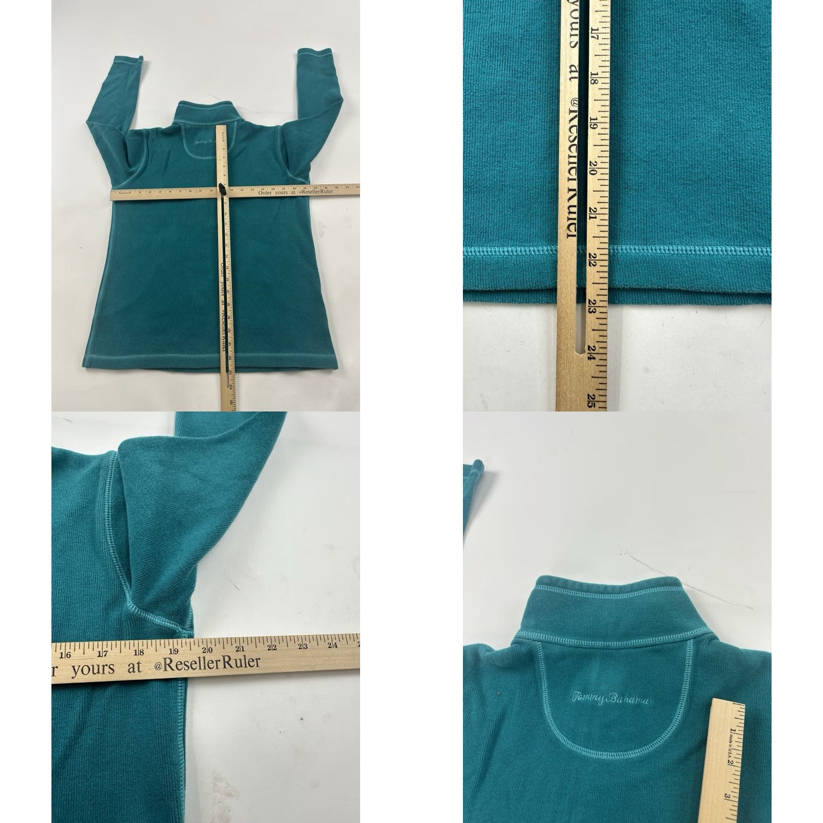 Tommy Bahama Tommy Bahama Sweater Womens S Green 1/4 1/2 Zip Long Sleeve Pullover Ladies Mock Neck Logo Beach Pattern Solid Knit Size S / US 4 / IT 40 - 8 Thumbnail