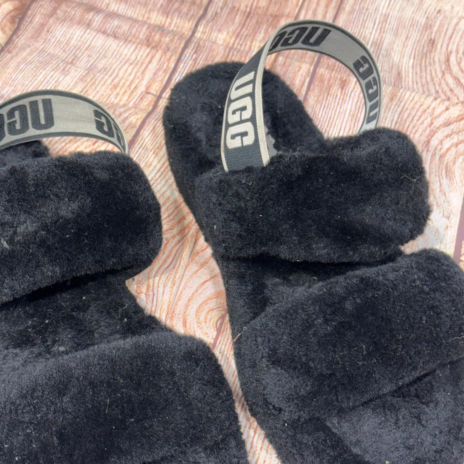 Other UGG Fluffy Black Slippers with Logo Strap Size 9 Size US 9 / IT 39 - 4 Thumbnail