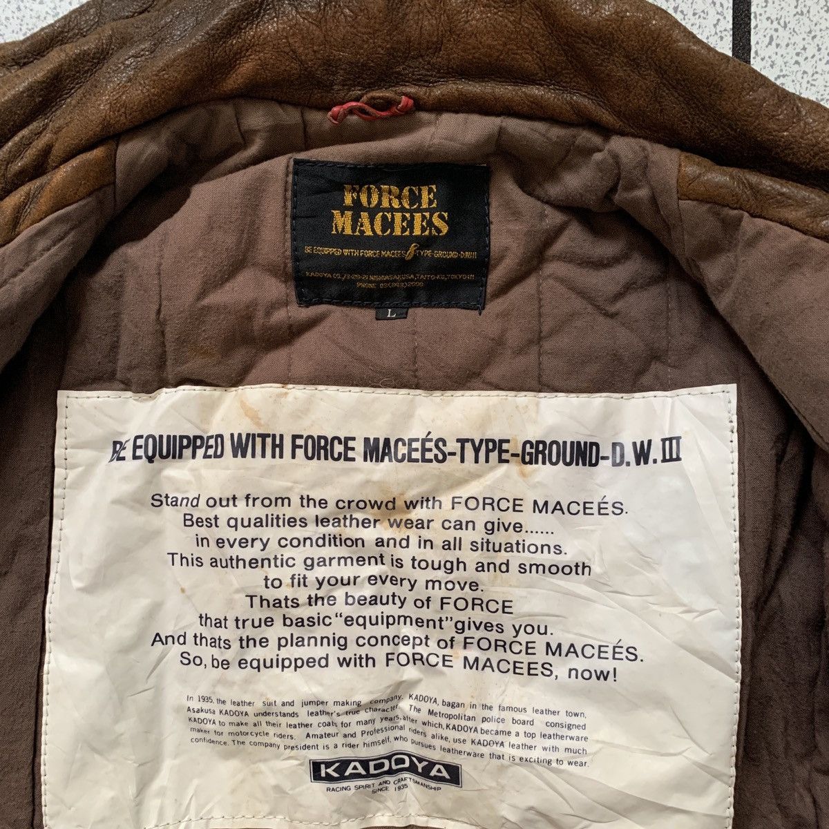 Kadoya Vtg Kadoya Force Macee Bomber Leather Moto Jacket Size US L / EU 52-54 / 3 - 10 Thumbnail