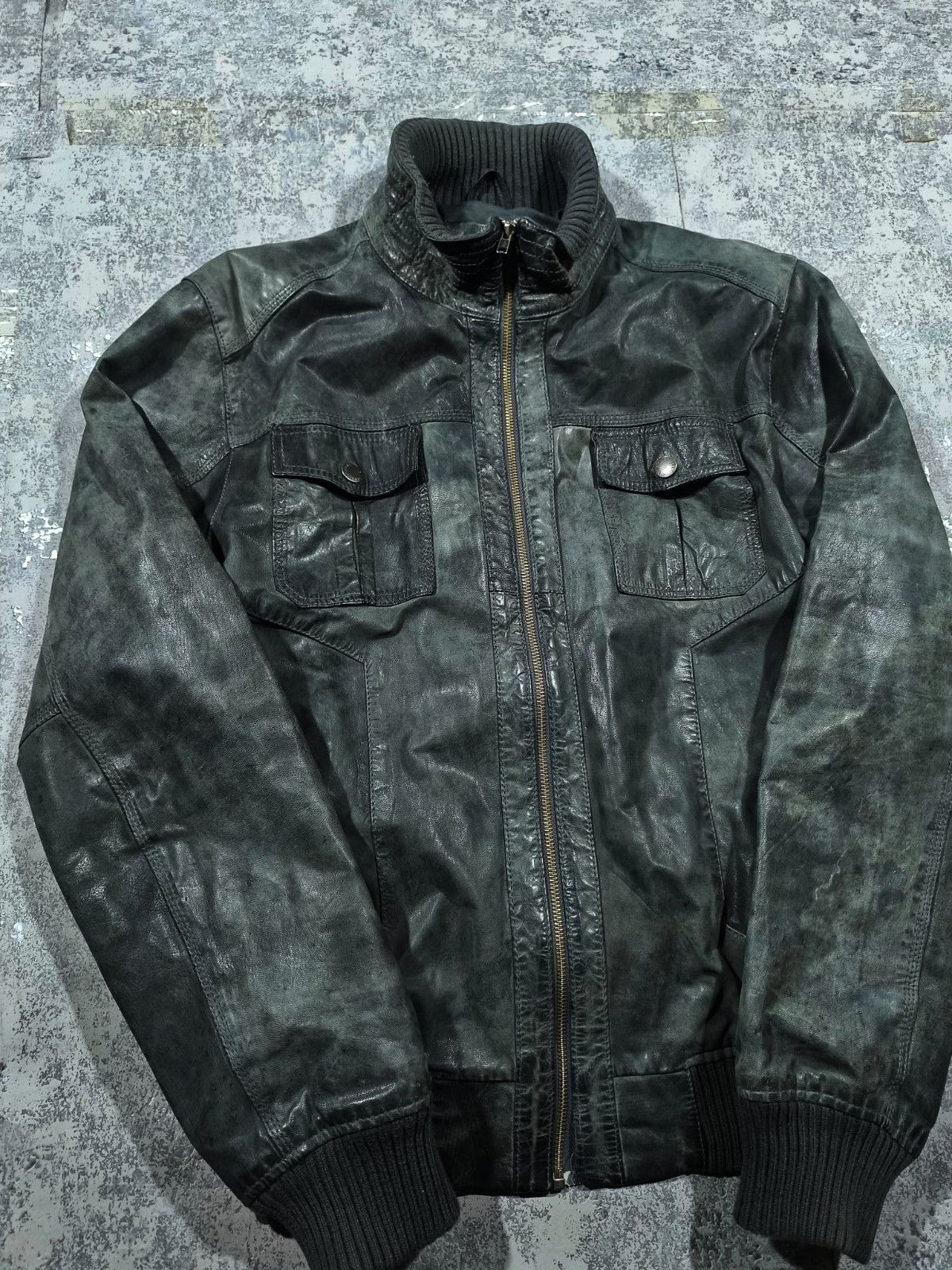 Leather avantgarde dark green hedi slimane type bomber jacket Size US L / EU 52-54 / 3 - 16 Thumbnail