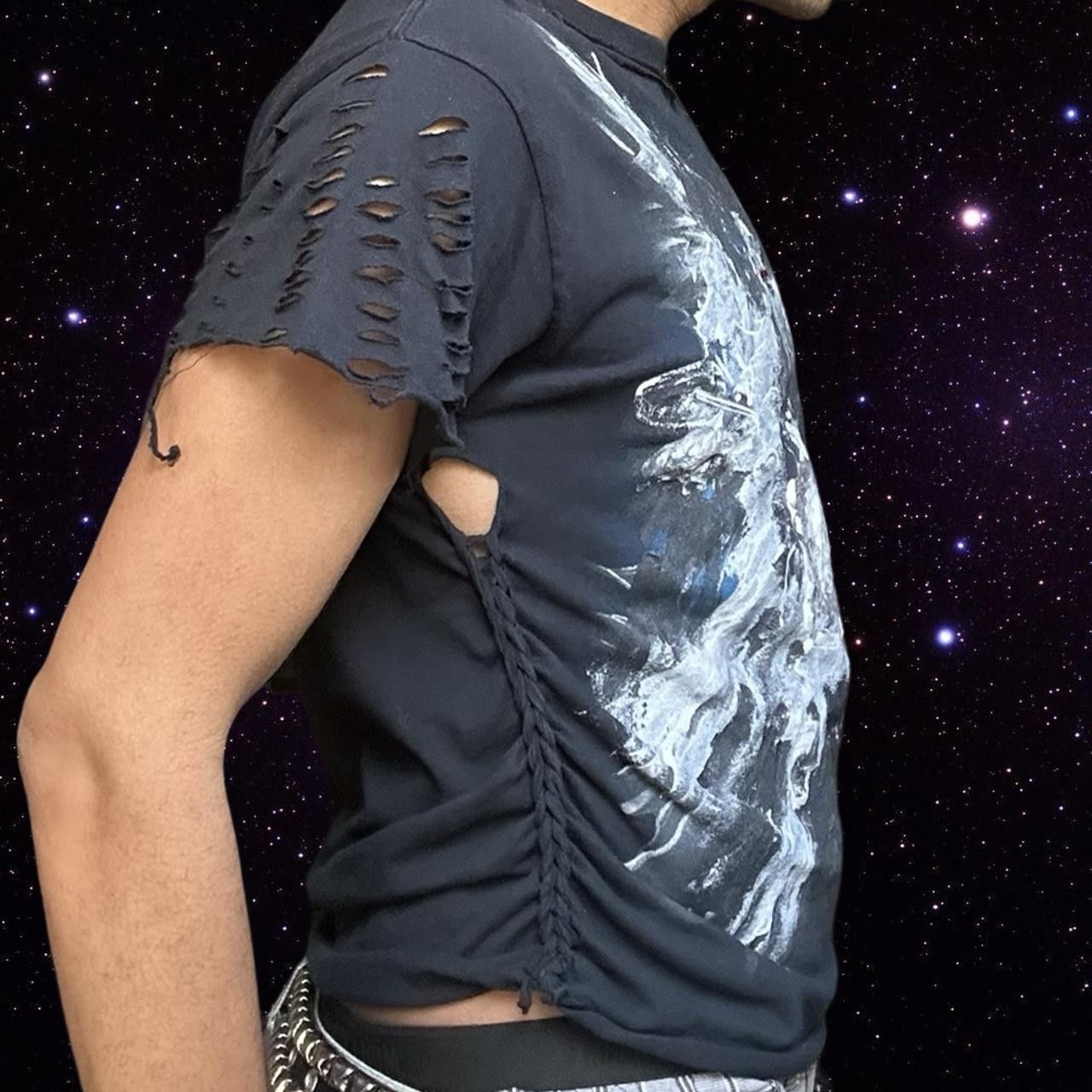 Vintage ASTROBOI* 'Hell Raiser' Painterly Navy T-Shirt _ LARGE Size US L / EU 52-54 / 3 - 8 Thumbnail
