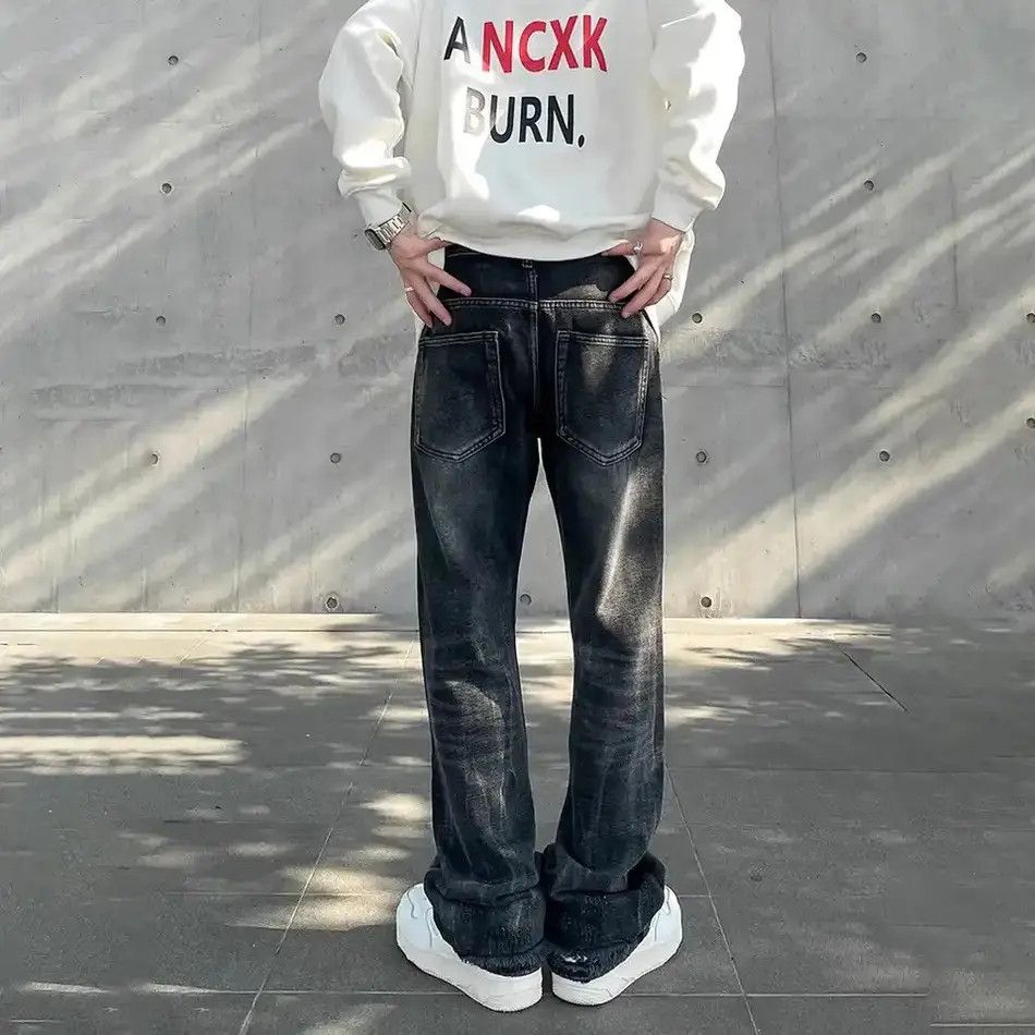 Japanese Brand Streetwear Ripped Jeans Men Autumn Flared Trousers Casual Size US 32 / EU 48 - 2 Thumbnail