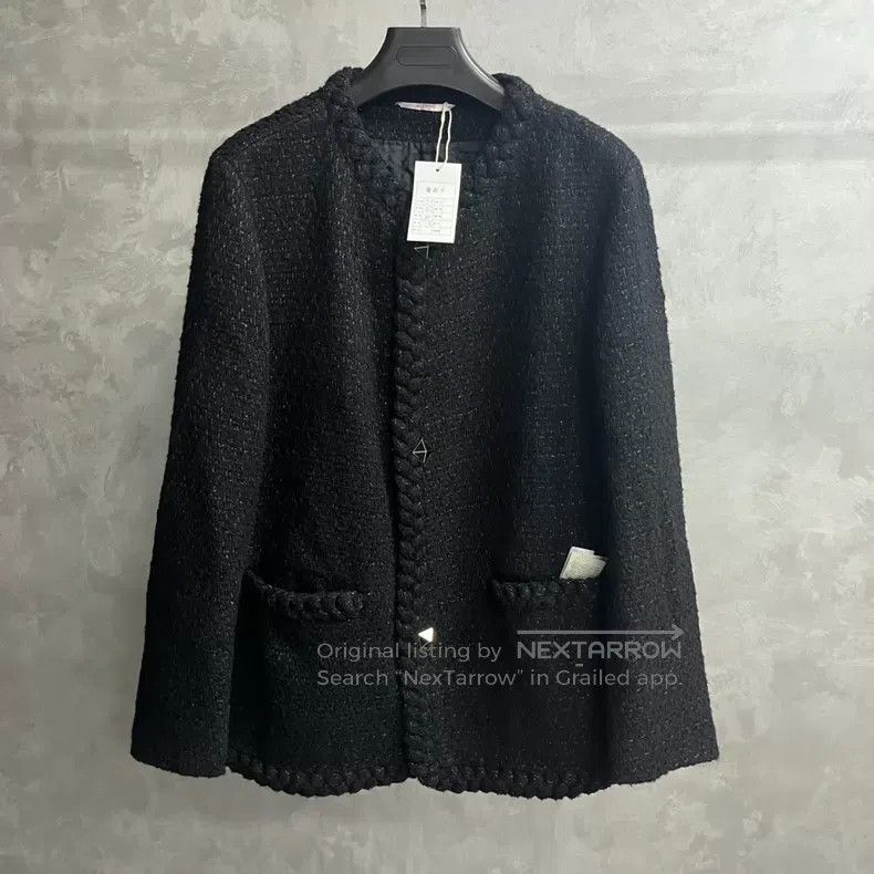 Valentino Valentino Black solid color V-neck long-sleeved jacket jac Size L / US 10 / IT 46 - 1 Thumbnail