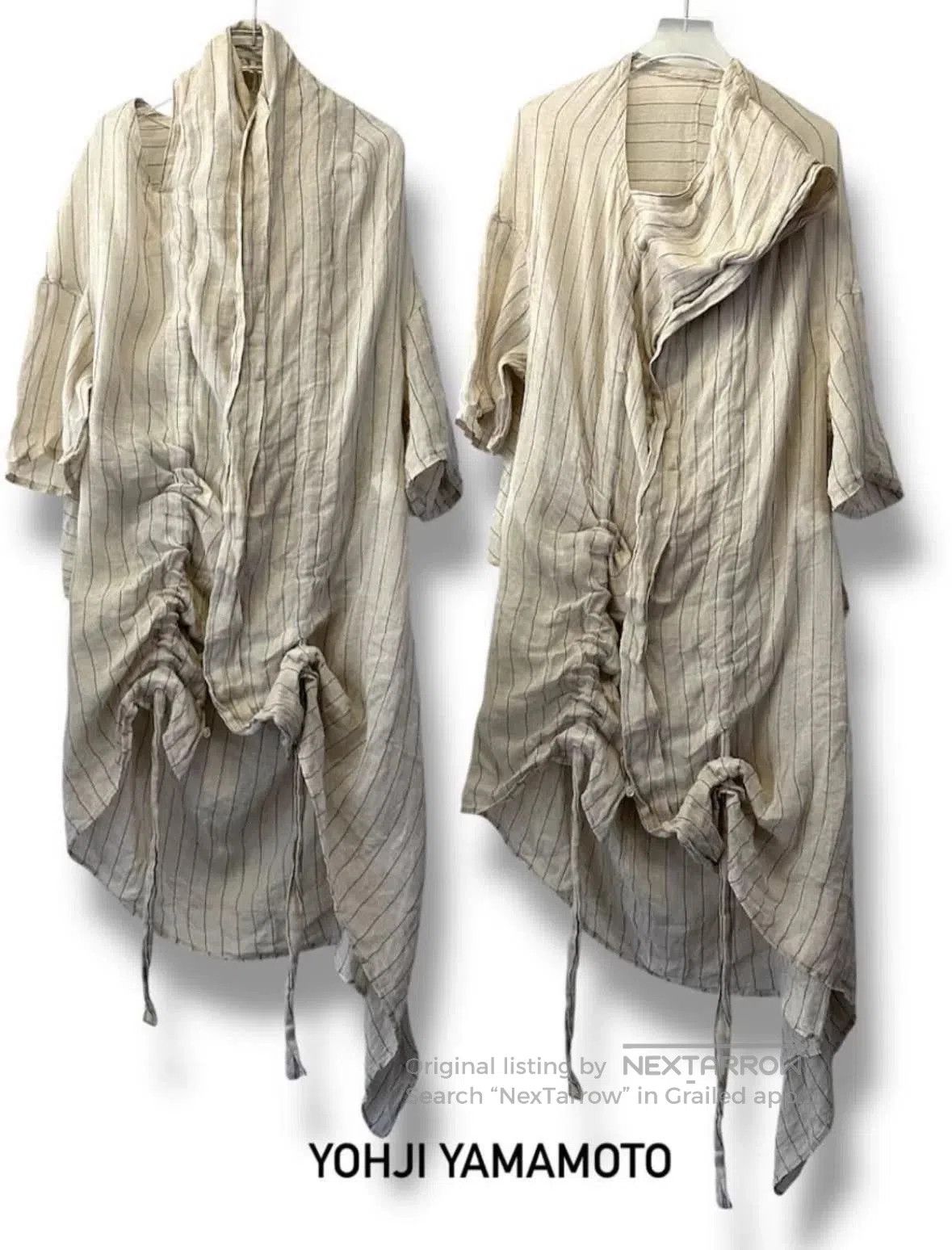 Y's Y's Yohji Yamamoto Striped Long Shirt Jacket. Size L / US 10 / IT 46 - 2 Thumbnail