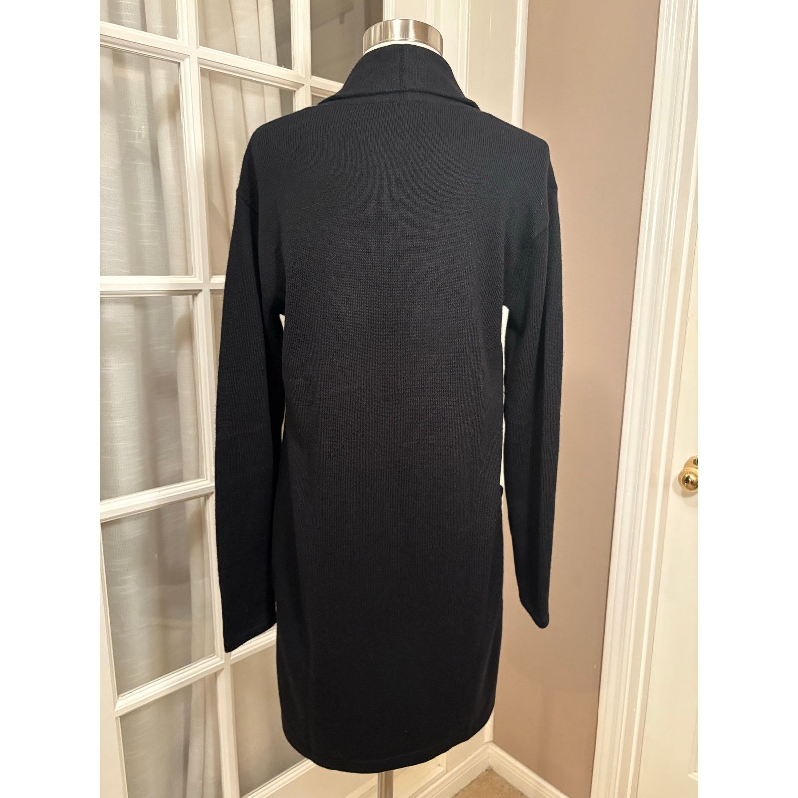 Other Talbots Black Open Front Long Cardigan Sweater XS Pockets Size XS / US 0-2 / IT 36-38 - 2 Thumbnail