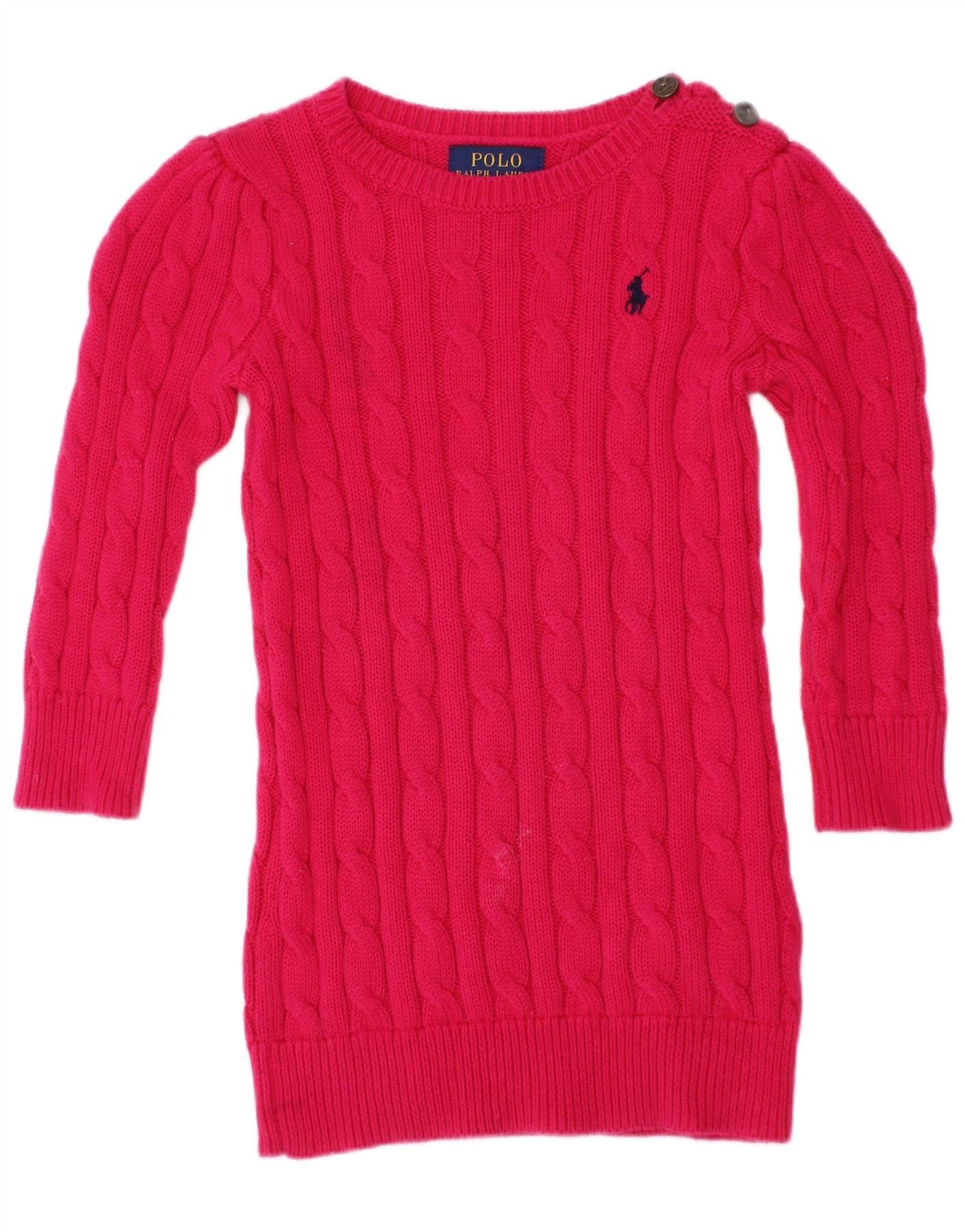 Polo Ralph Lauren Baby Girls Jumper Dress 18-24 Months Pink Cotton Size XXS / US 00 / IT 34 - 1 Thumbnail