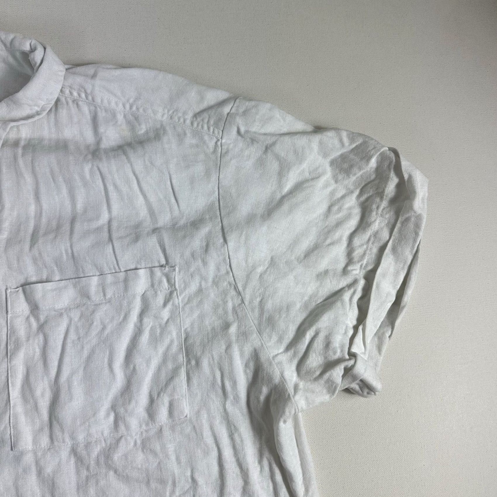 Abercrombie & Fitch VINTAGE Abercrombie & Fitch Linen Blend Button-Up Blouse Short Sleeve Pockets White Womens Size LP L Size L / US 10 / IT 46 - 3 Thumbnail