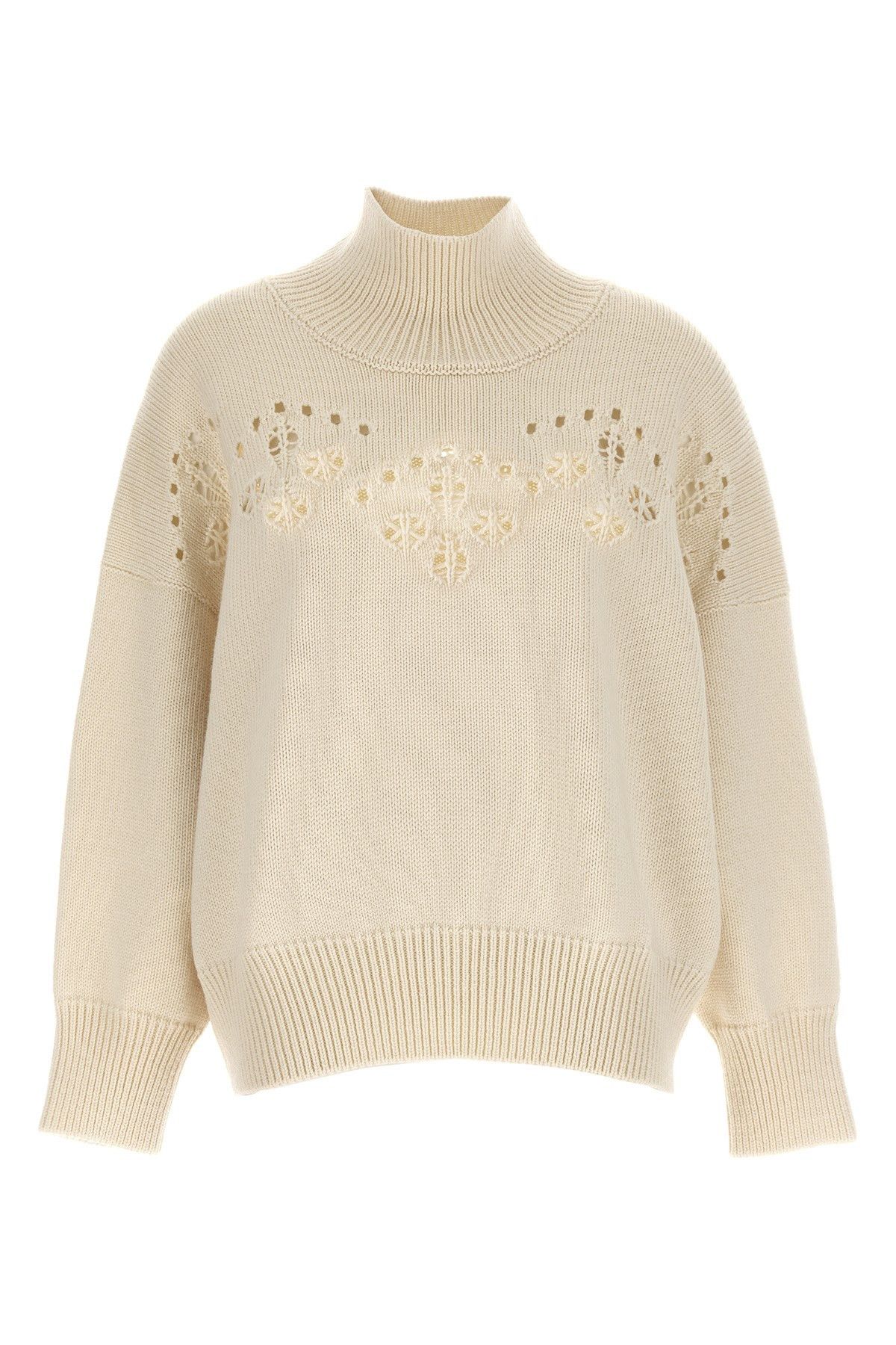 image of Chloe Intarsia Sweater in White, Women's (Size Small)