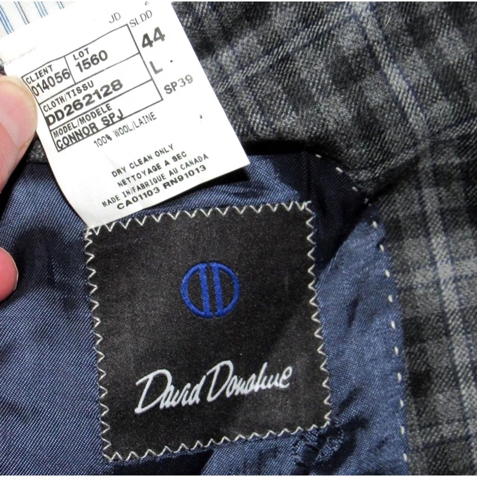David Donahue DAVID DONAHUE Grey Plaid Connor Wool Blazer Jacket 44 Long Mens Blazer Wool 100% Long Gray Shirt Hoodie? Size 44R - 5 Thumbnail