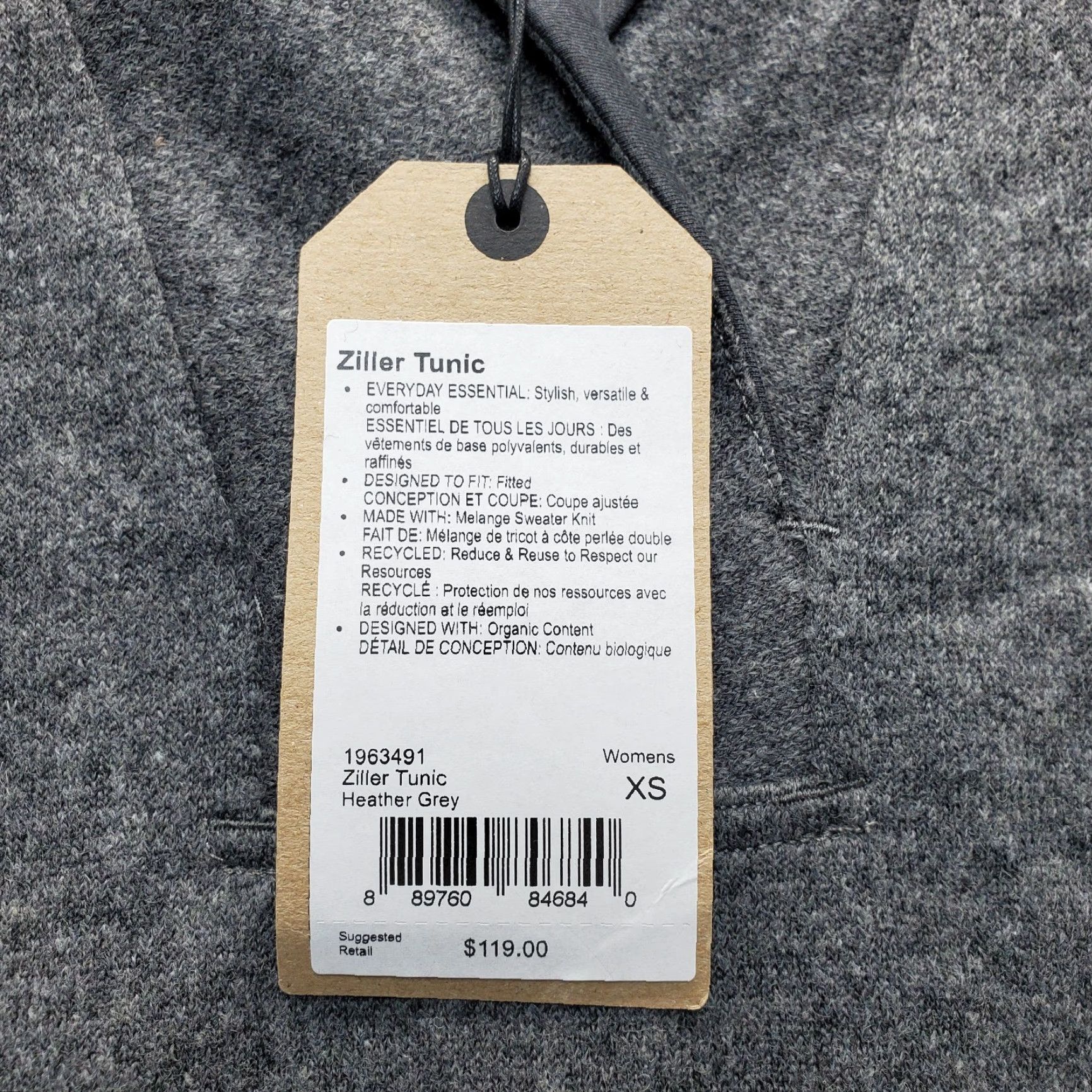 Prana prAna Ziller Tunic Sweater Womens XS Heather Gray Shawl Neck Fleece Lined Knit Pocketed Regular Size XS Womens Color Gray 1963491 Size XS / US 0-2 / IT 36-38 - 7 Thumbnail