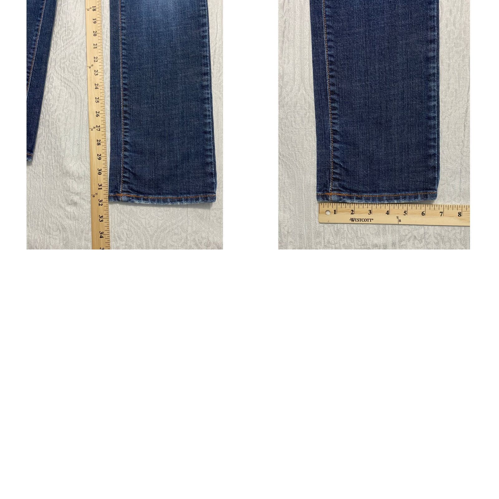 Express VINTAGE Express Jeans Women 29 Blue Denim Straight Slim Mid Rise 5-Pocket Button Zip USA Made Size 29" - 8 Thumbnail