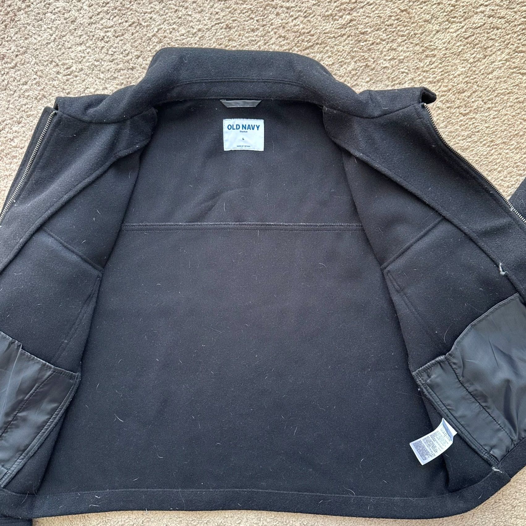 Old Navy Old Navy Jacket Womens Large Full Zip Point Collar Cropped Black Polyester Size L / US 10 / IT 46 - 3 Thumbnail