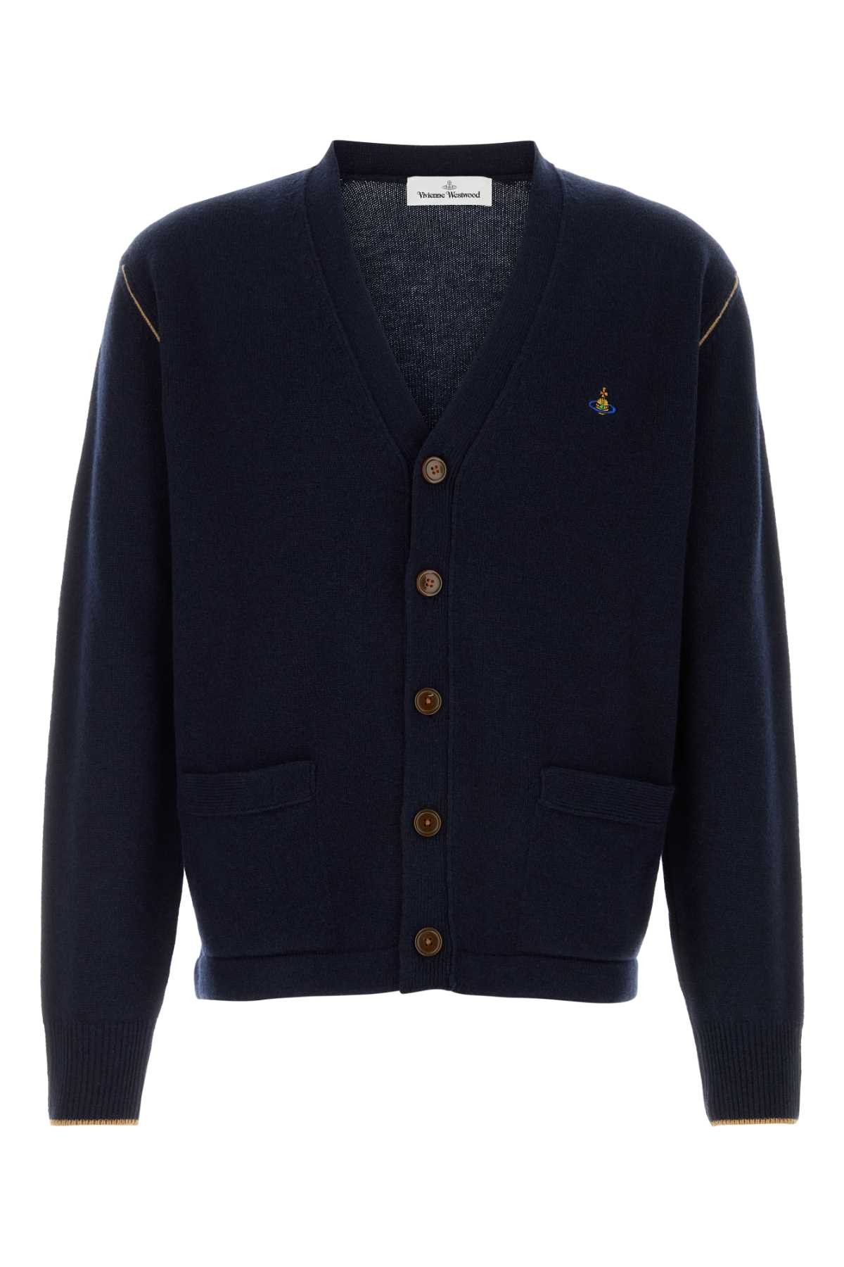 Vivienne Westwood Navy Blue Wool Blend Alex Cardigan Size US L / EU 52-54 / 3 - 1 Thumbnail