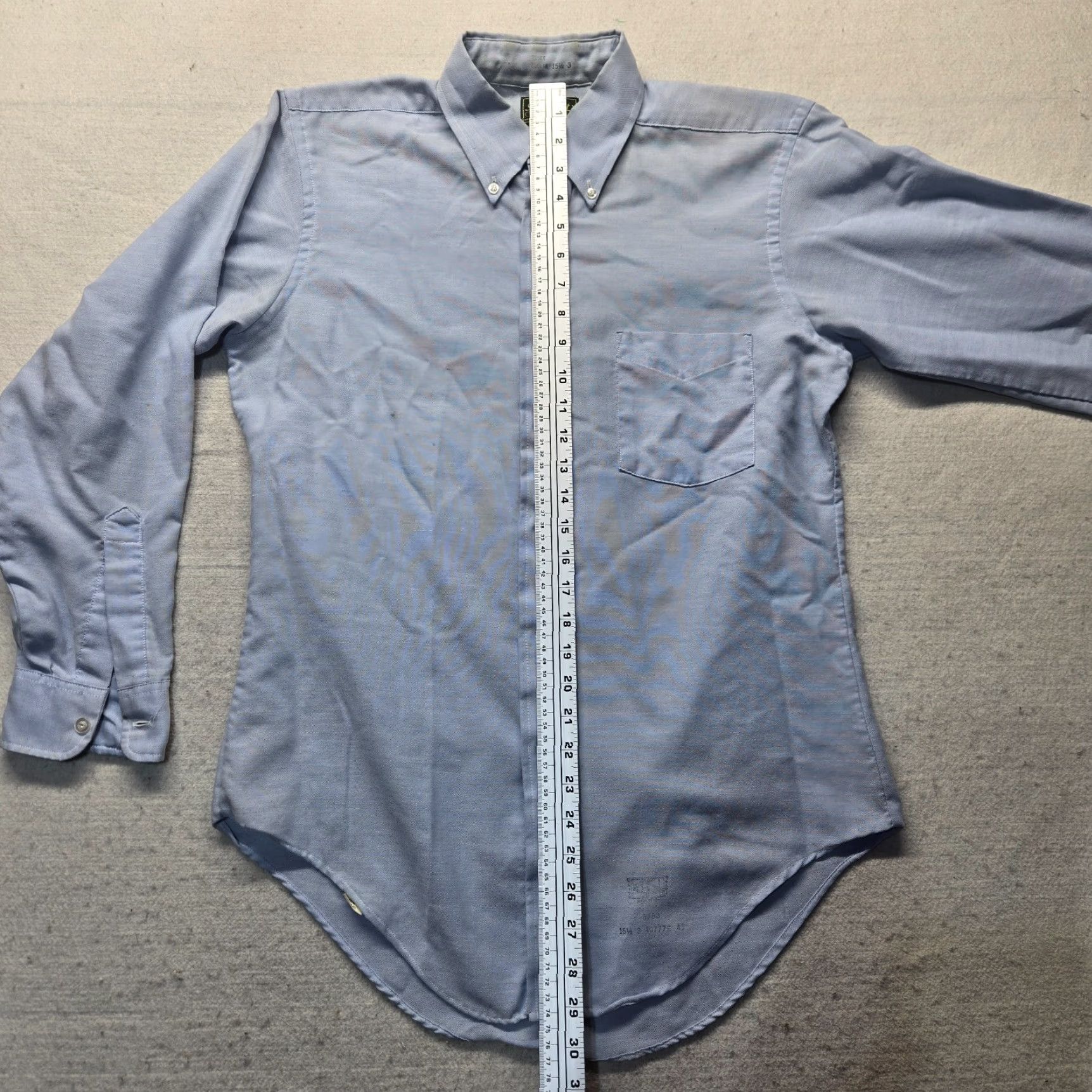 Vintage ANDHURST Shirt Button-Up Solid Blue Long Sleeve Adult Men XL 15.5 Cotton Polyester Casual Travel 80s 90s Sports Mens Size US XL / EU 56 / 4 - 6 Thumbnail