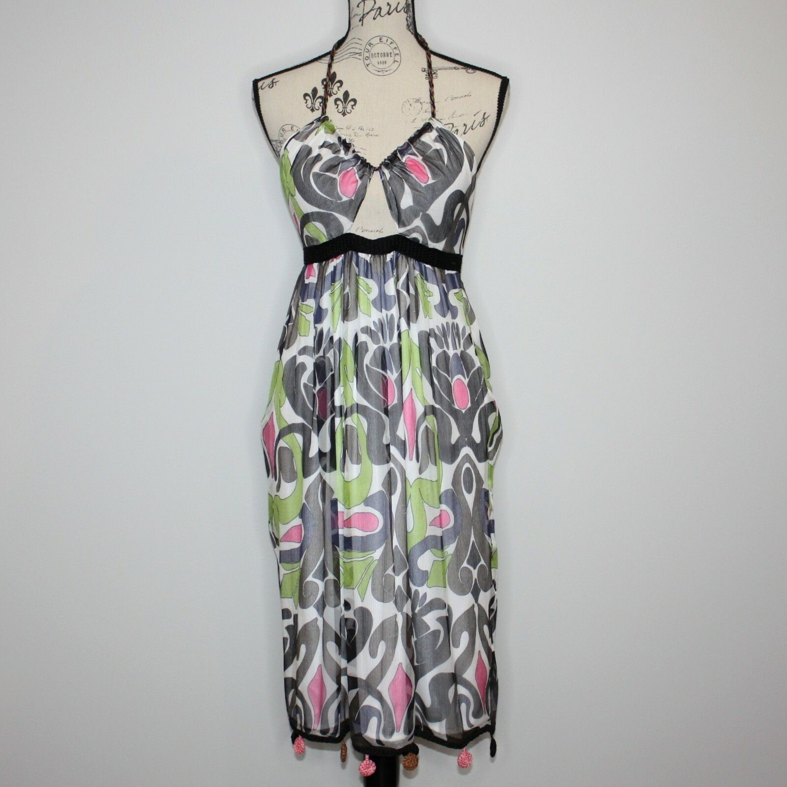 Missoni M Missoni Chiffon Halter Dress with Crochet Pom Poms $861 Size M / US 6-8 / IT 42-44 - 14 Thumbnail
