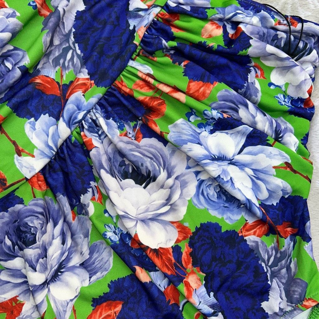 Zara ZARA Single Shoulder Royal Blue Floral Bodysuit, Ruched Top, Women’s Medium Size M / US 6-8 / IT 42-44 - 8 Thumbnail