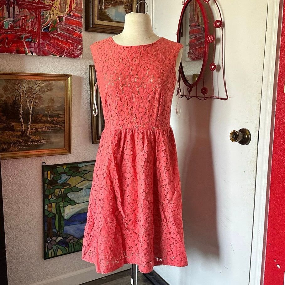 Other en focus studio pink floral lace fit and flare dress Size S / US 4 / IT 40 - 1 Thumbnail