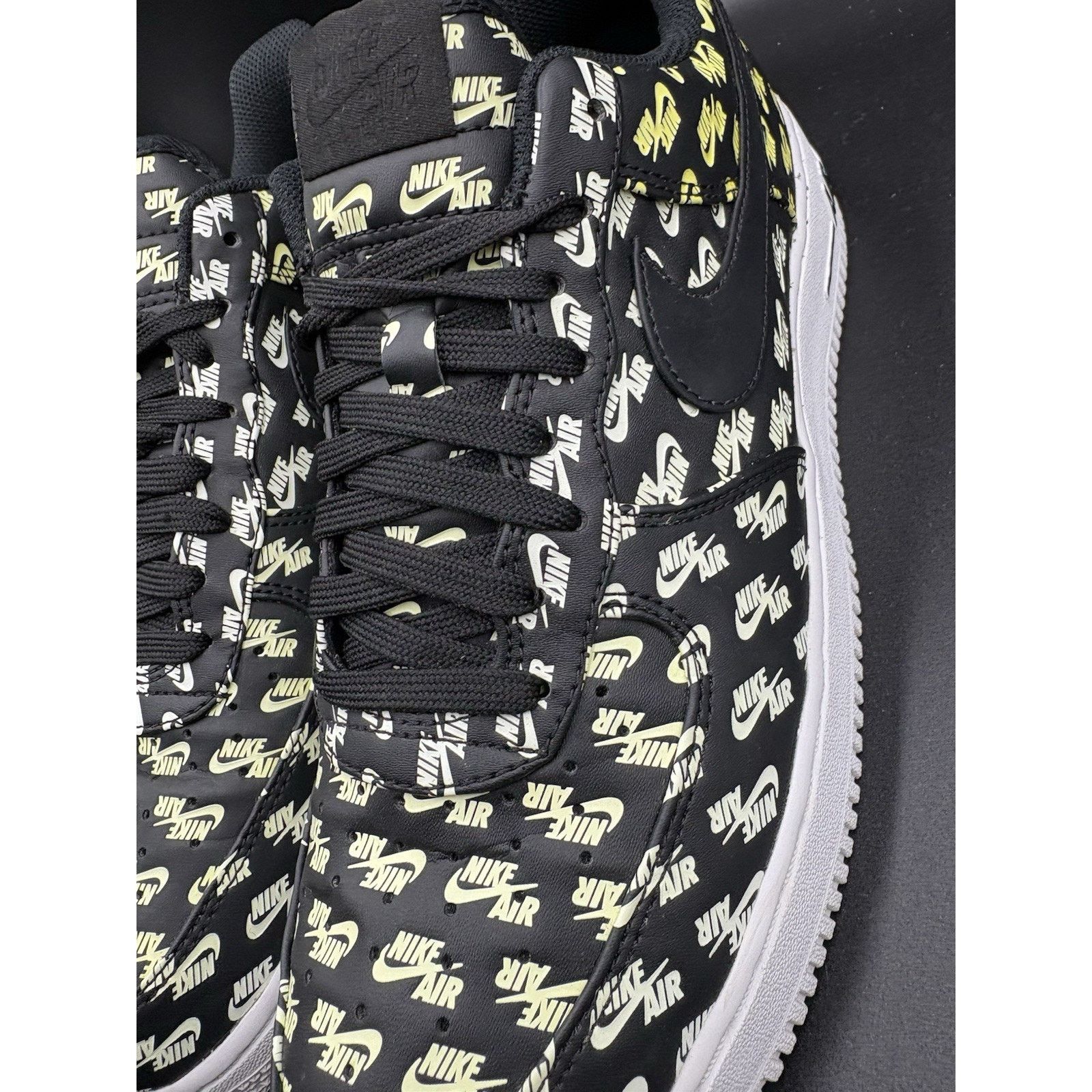 Nike Size 9.5- Nike Air Force 1 '07 QS Low All Over Logo Black Size US 9.5 / EU 42-43 - 3 Thumbnail