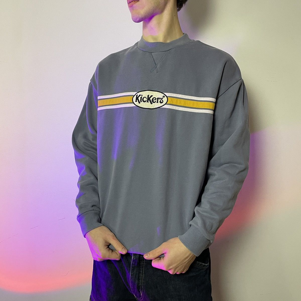 Kickers × Vintage Vintage Kickers Yellow/White basic Striped Sweatshirt Size US M / EU 48-50 / 2 - 2 Thumbnail