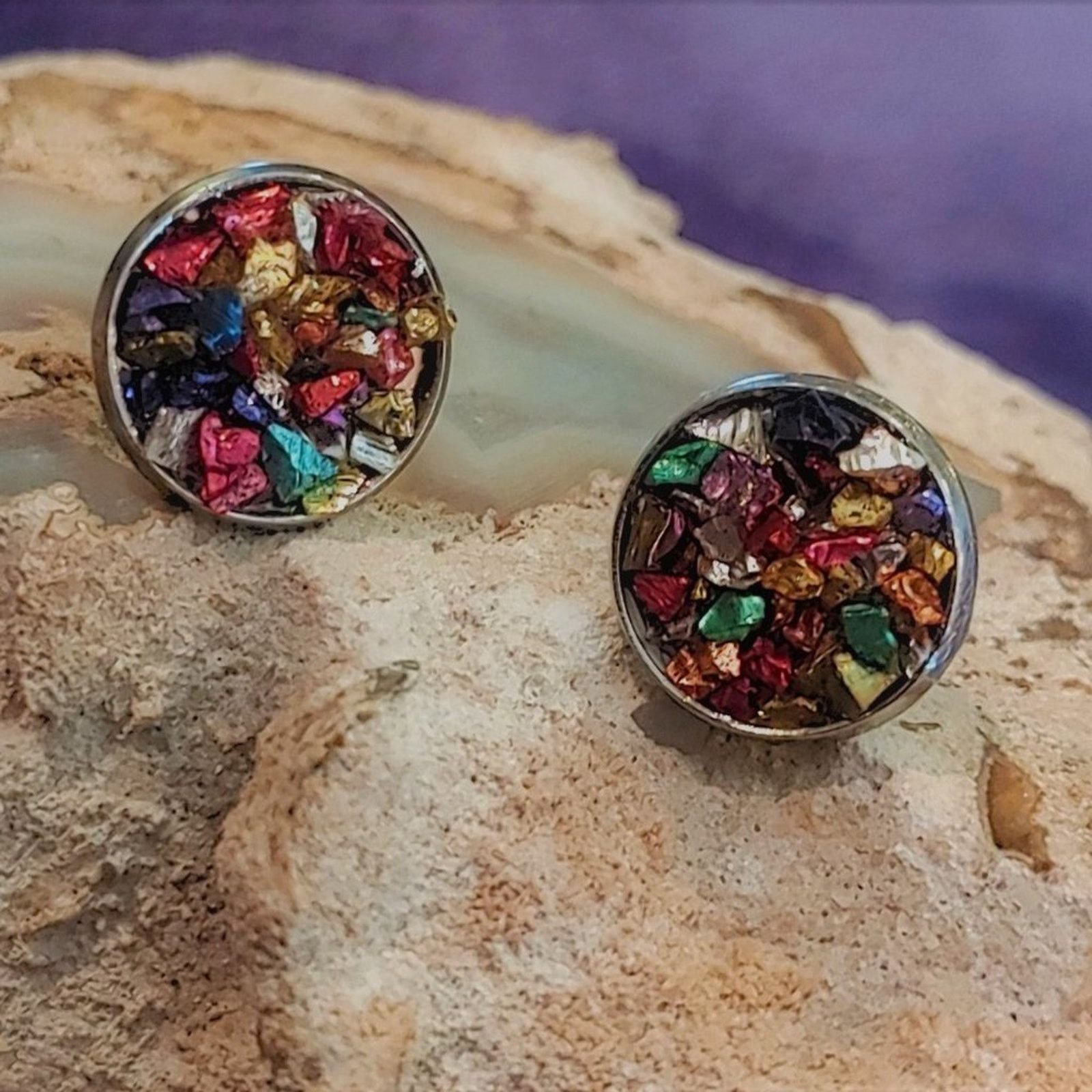 Other Crushed Mineral Stud Earrings Size ONE SIZE - 1 Thumbnail